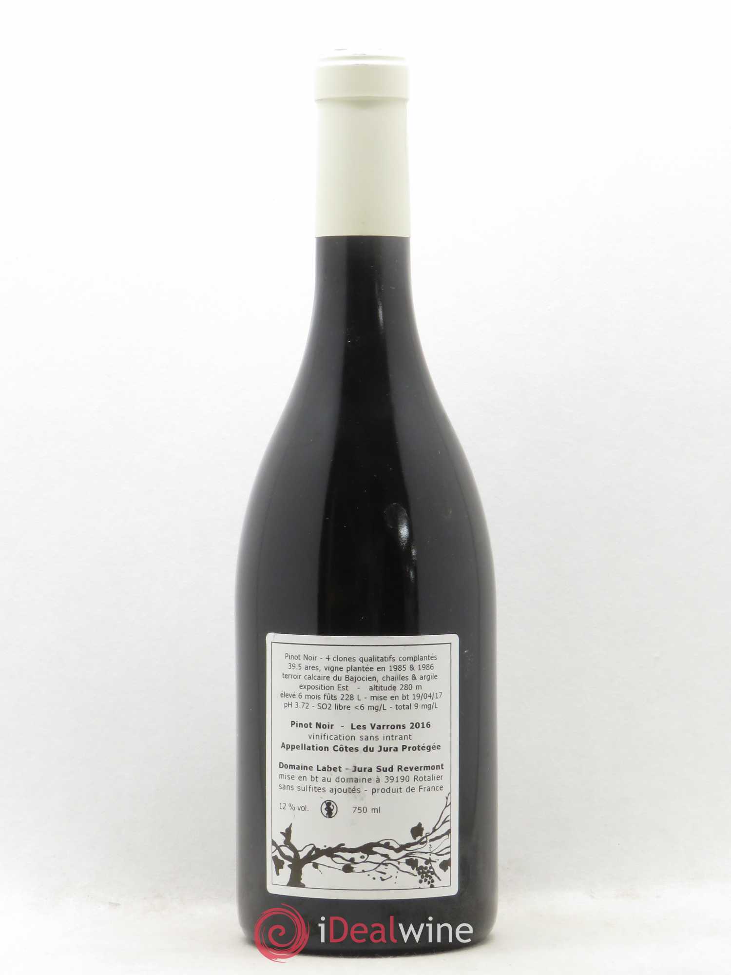 Côtes du Jura Pinot Noir Les Varrons Sélection Massale Romain - Julien - Charline Labet 2016 - Lot de 1 bouteille - 1