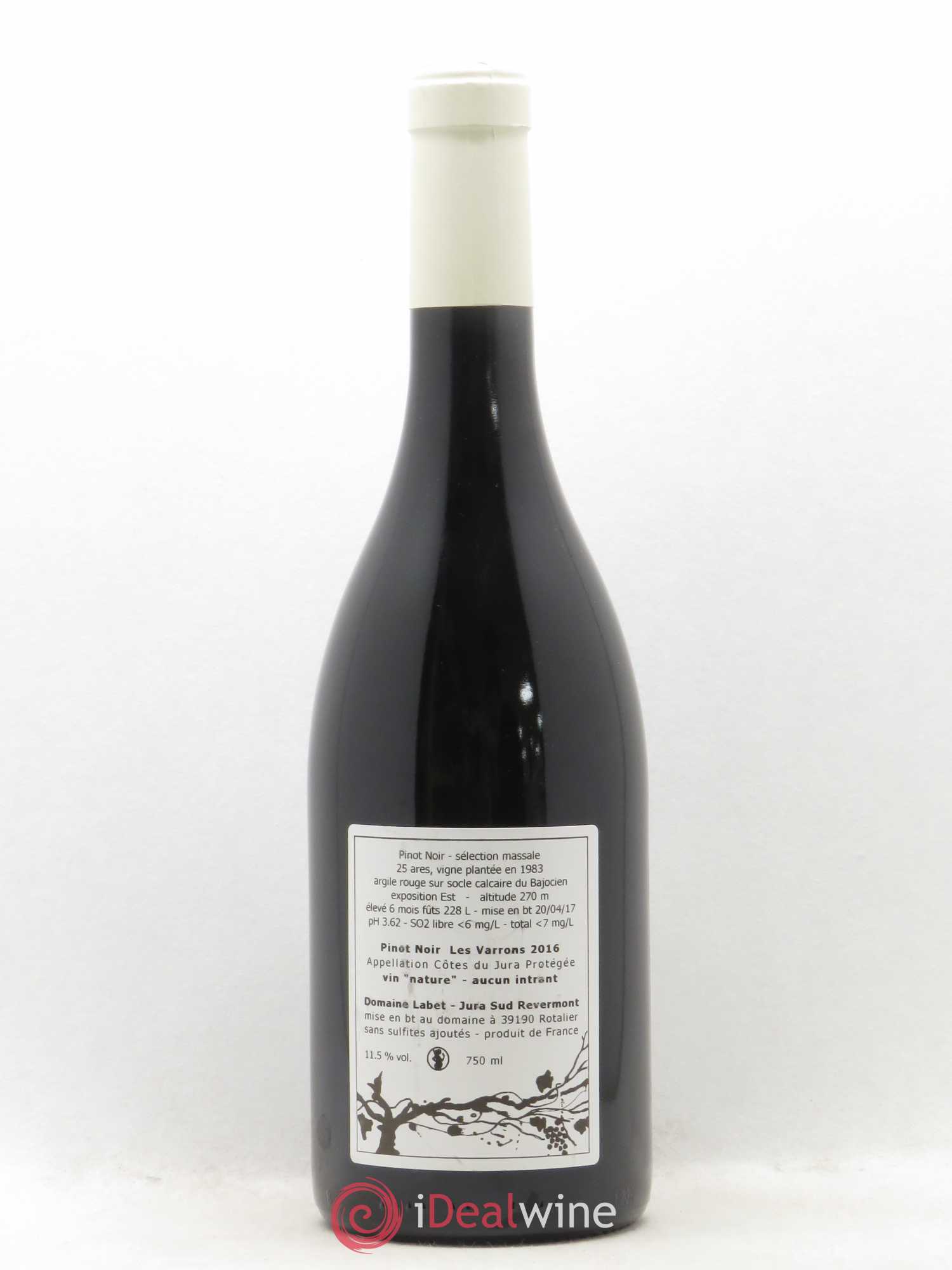 Côtes du Jura Pinot Noir Les Varrons Sélection Massale Romain - Julien - Charline Labet Séléction massale 2016 - Lot de 1 bouteille - 1