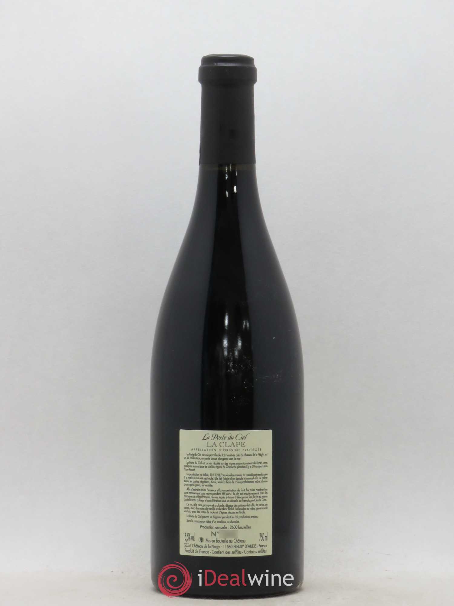 La Clape Château de La Négly La Porte du Ciel Jean Paux-Rosset 2015 - Lot de 1 bouteille - 1