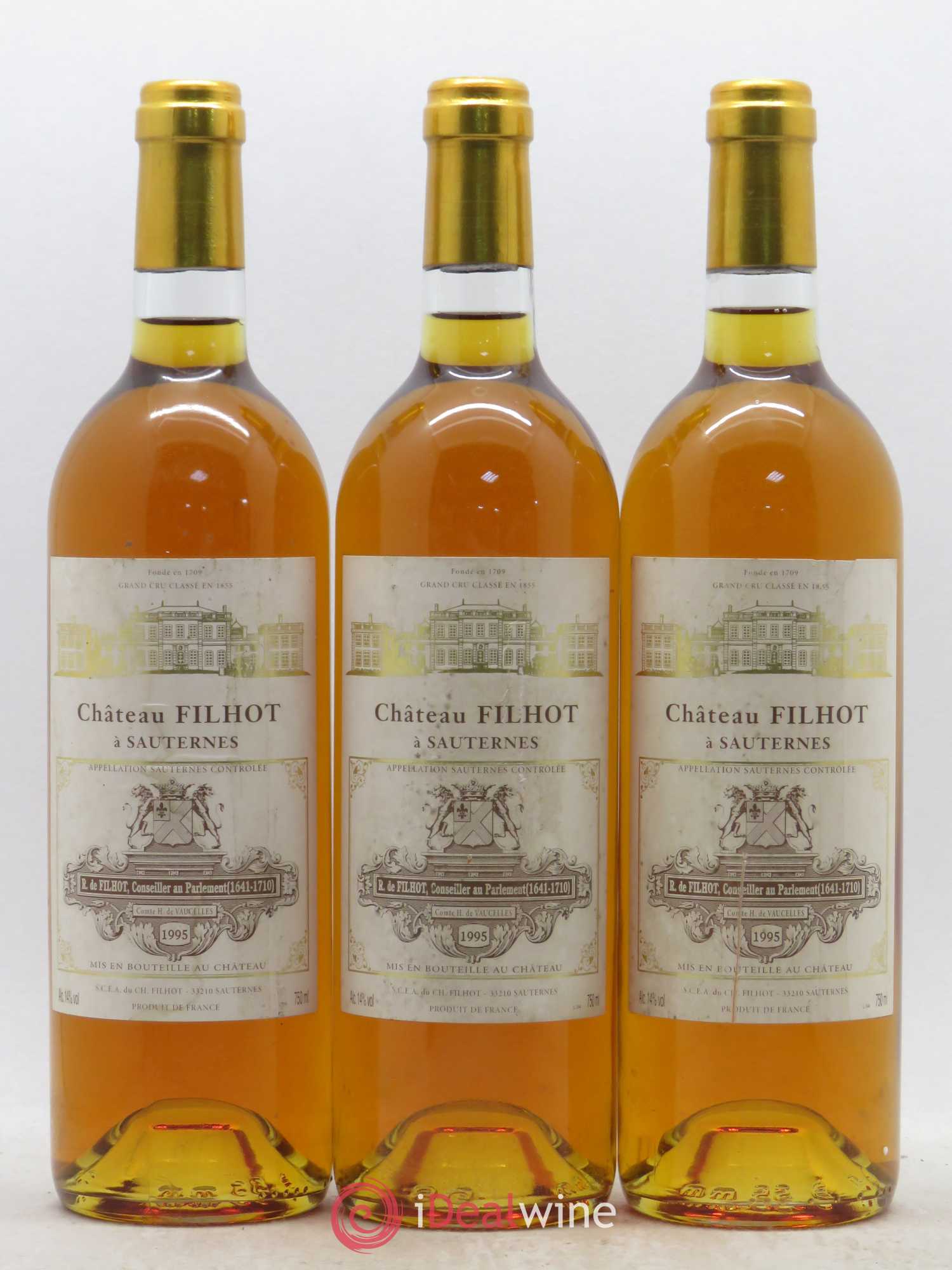 Château Filhot 2ème Grand Cru Classé 1995 - Lotto di 3 bottiglie - 0