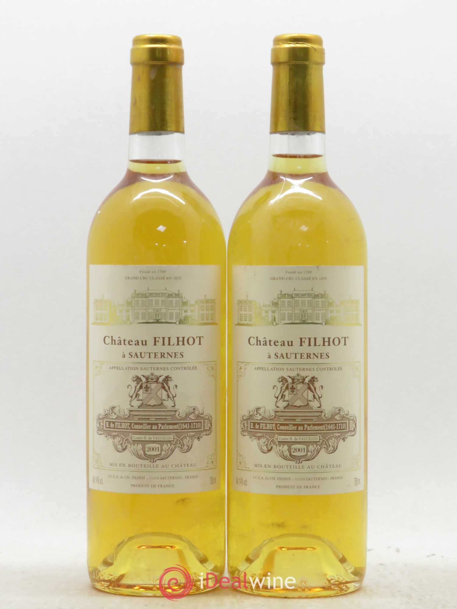 Château Filhot 2ème Grand Cru Classé 2001 - Lotto di 2 bottiglie - 0