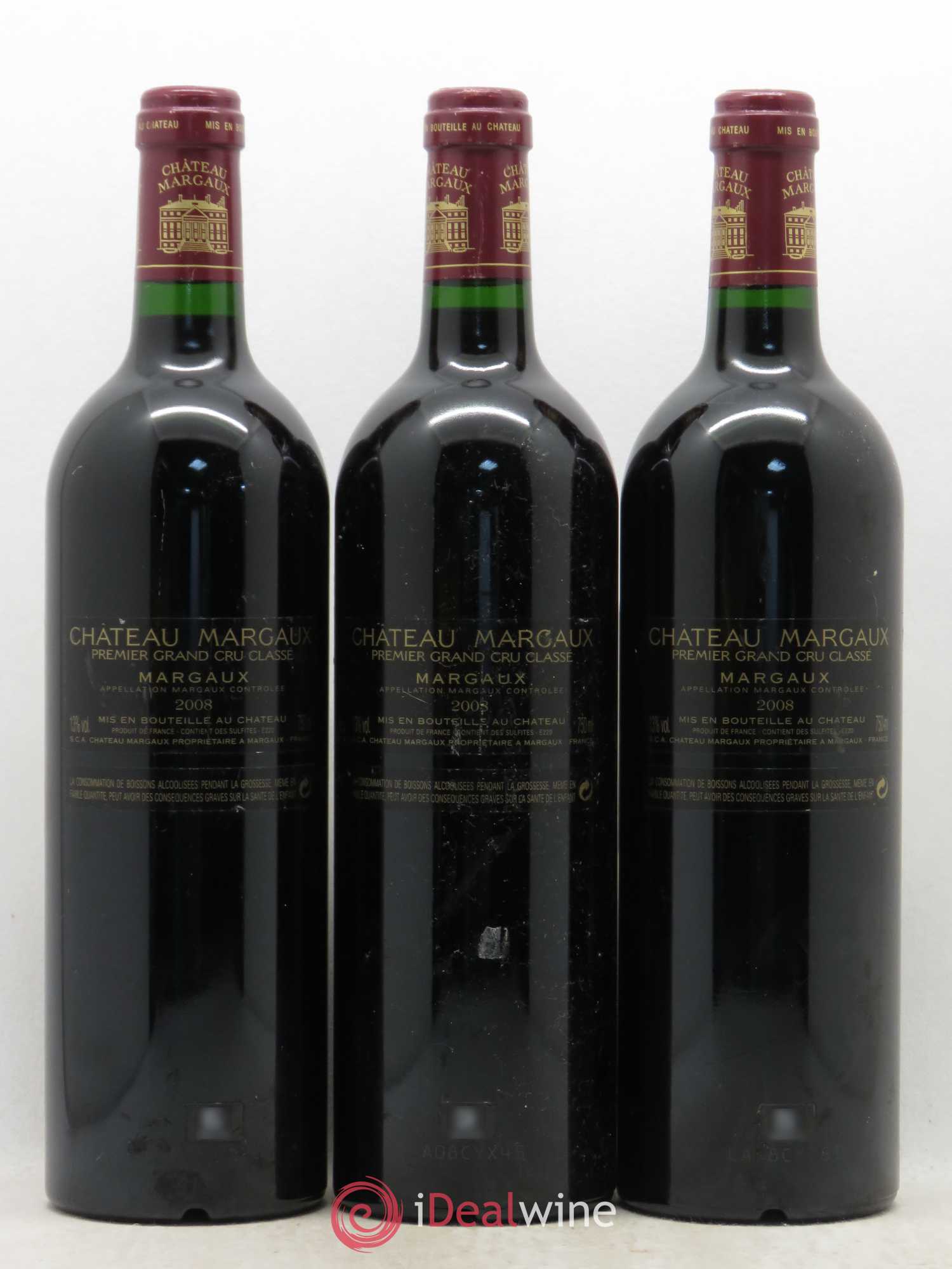 Château Margaux 1er Grand Cru Classé 2008 - Lot de 3 bouteilles - 1