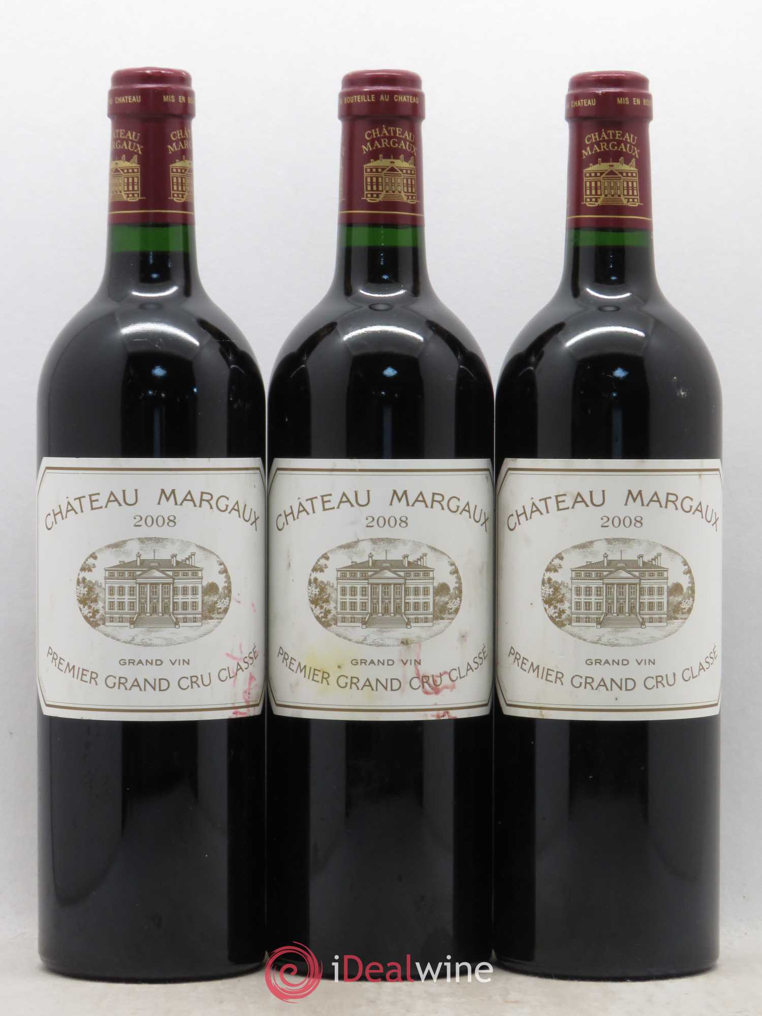 Château Margaux 1er Grand Cru Classé 2008 - Lot de 3 bouteilles - 0