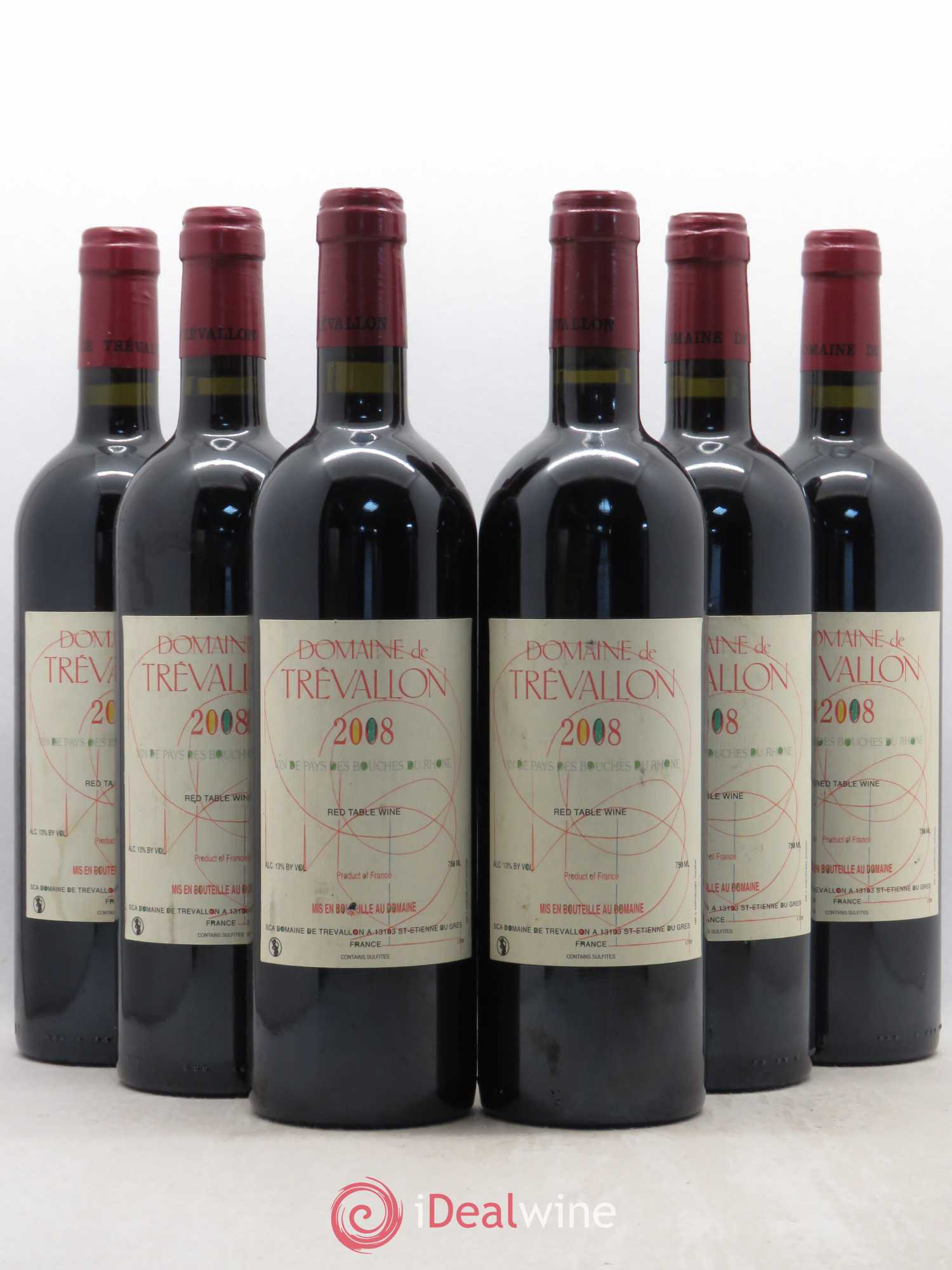 VDP Bouches du Rhône Trévallon (Domaine de) Eloi Dürrbach 2008 - Lot de 6 bouteilles - 0
