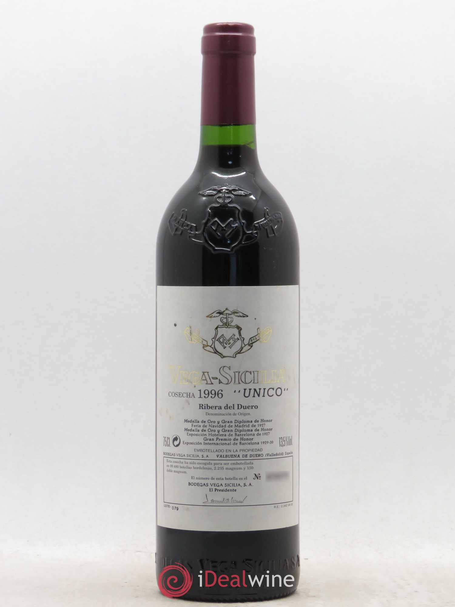 Ribera Del Duero DO Vega Sicilia Unico Famille Alvarez 1996 - Lot de 1 bouteille - 0