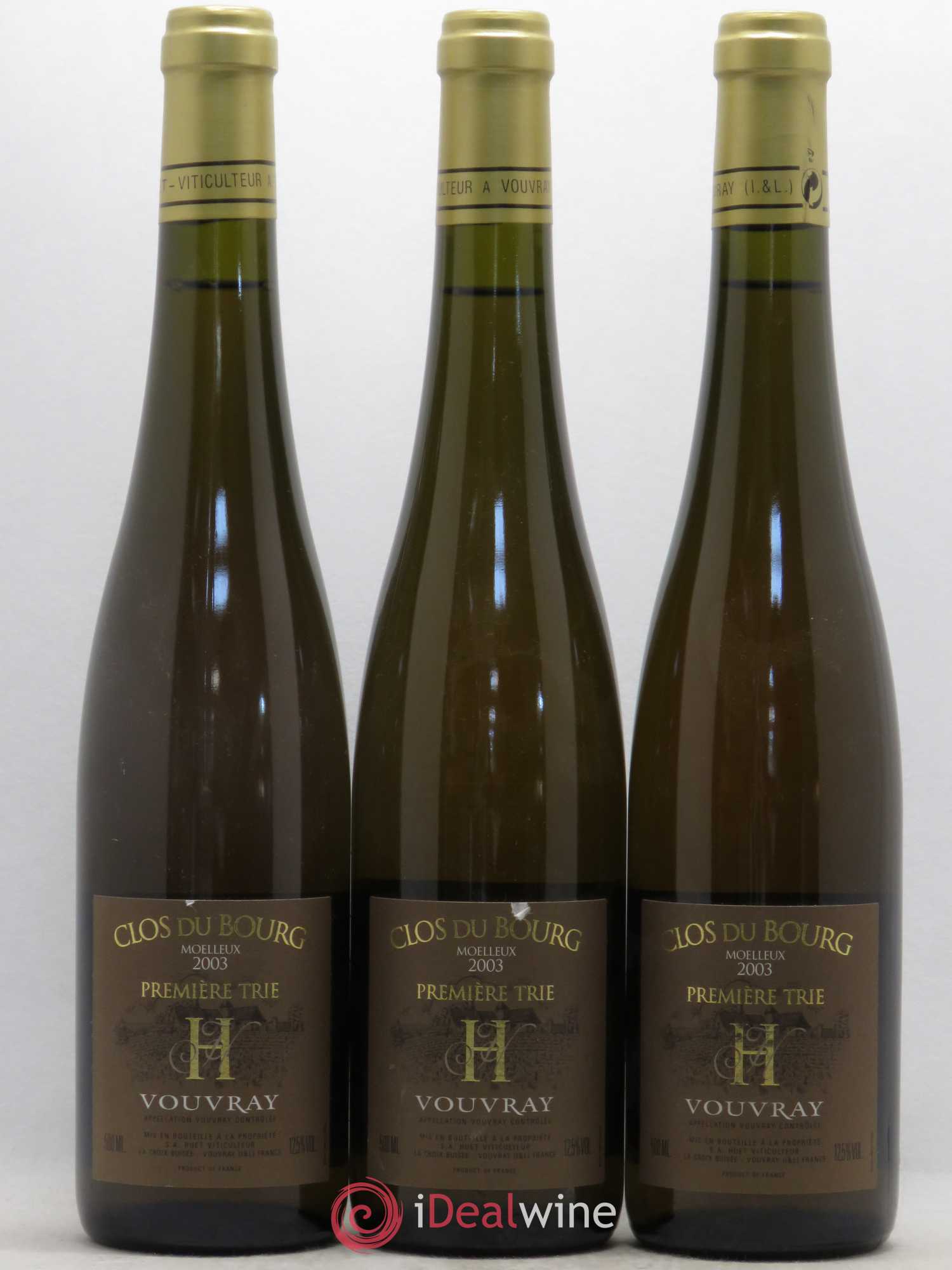 Vouvray Clos du Bourg Moelleux 1ère trie Domaine Huet 2003 - Lotto di 3 bottiglie - 0