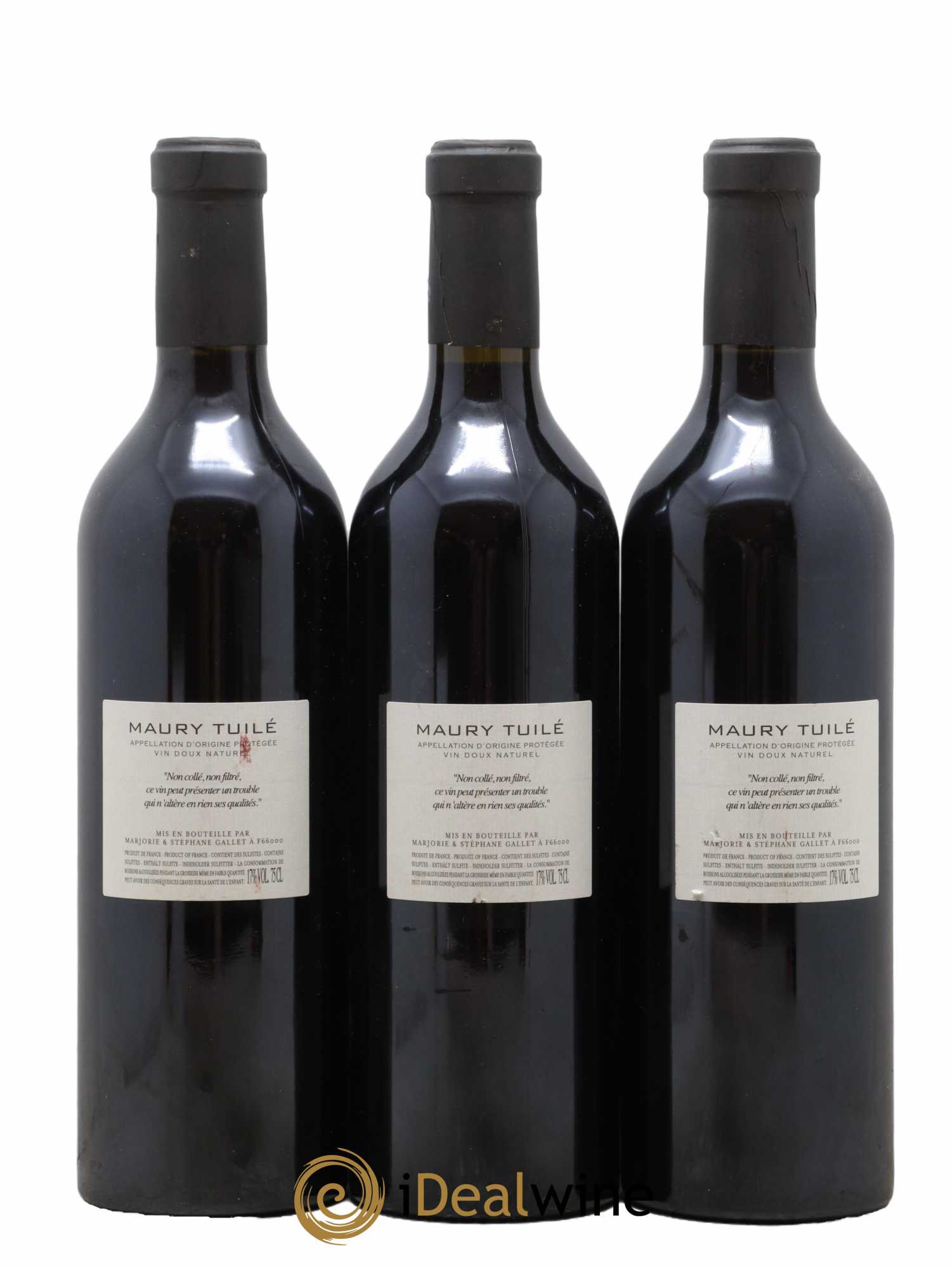 Maury Vin Doux Naturel Tuilé Marjorie et Stéphane Gallet 1996 - Lot de 3 bouteilles - 1