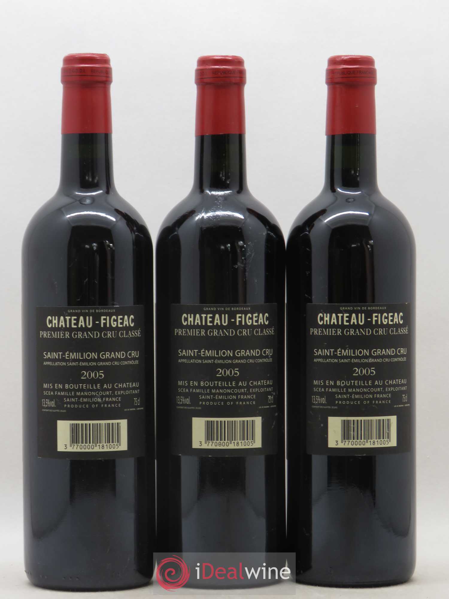 Château Figeac 1er Grand Cru Classé A 2005 - Lot de 3 bouteilles - 1