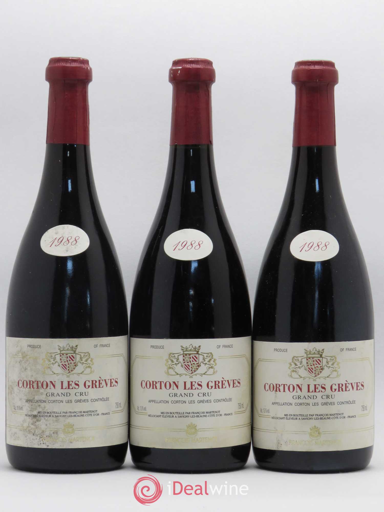 Corton Grand Cru Les Greves François Martenot 1988 - Posten von 3 Flaschen - 0