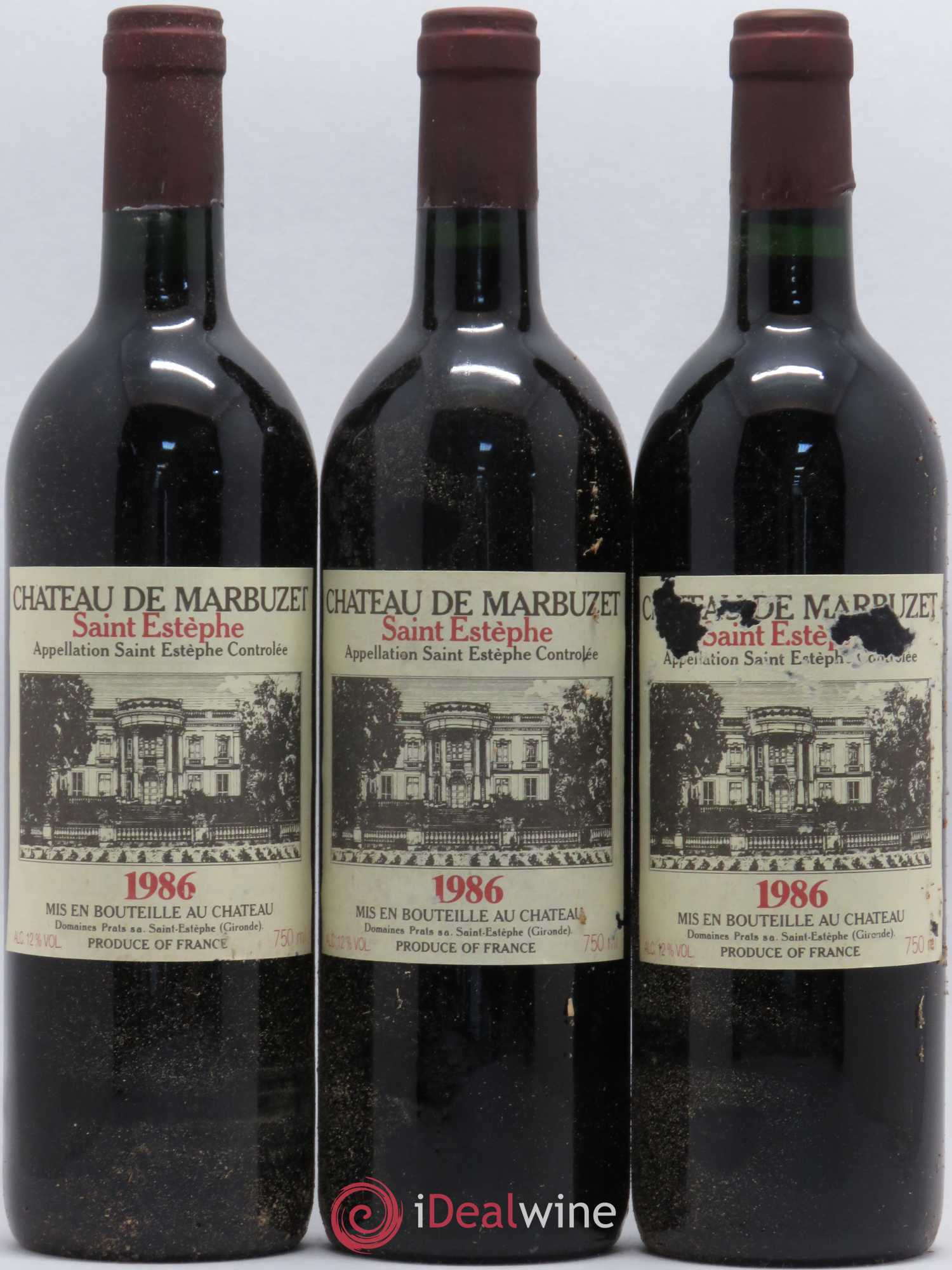 Château de Marbuzet Cru Bourgeois 1986 - Lot de 12 bouteilles - 1