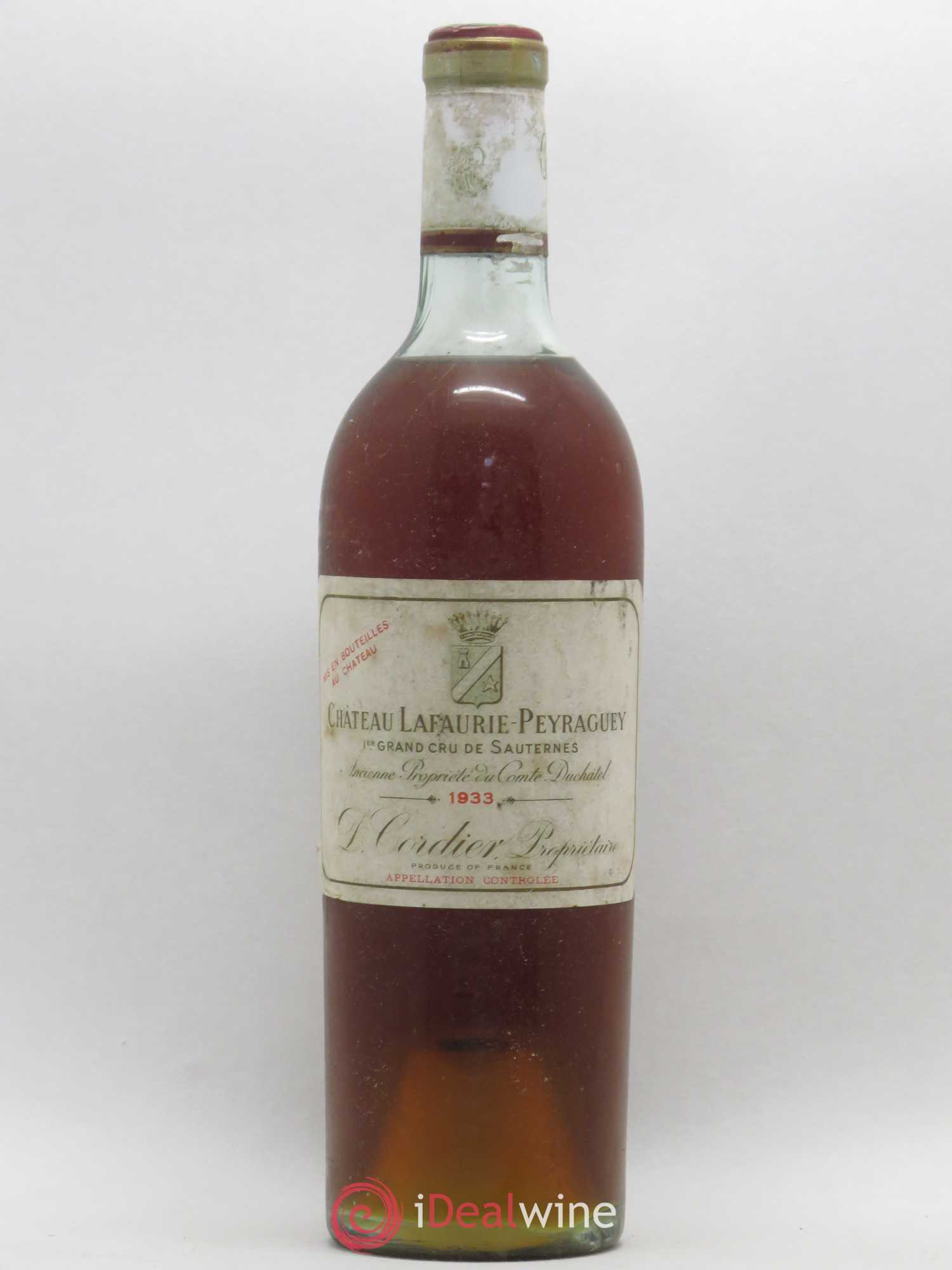 Château Lafaurie-Peyraguey 1er Grand Cru Classé 1933 - Lotto di 1 bottiglia - 0