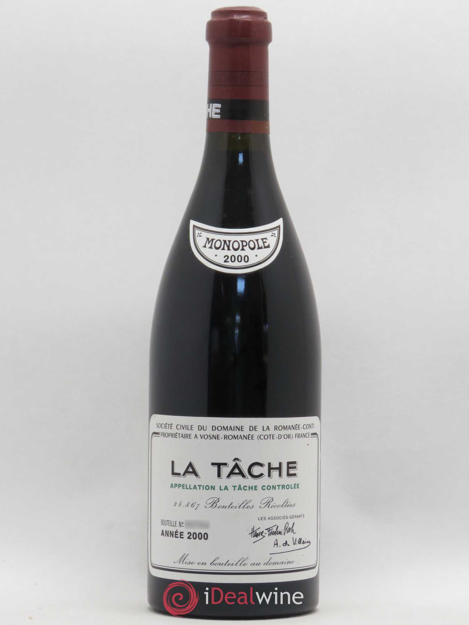 La Tâche Grand Cru Domaine de la Romanée-Conti 2000 - Lot de 1 bouteille - 0