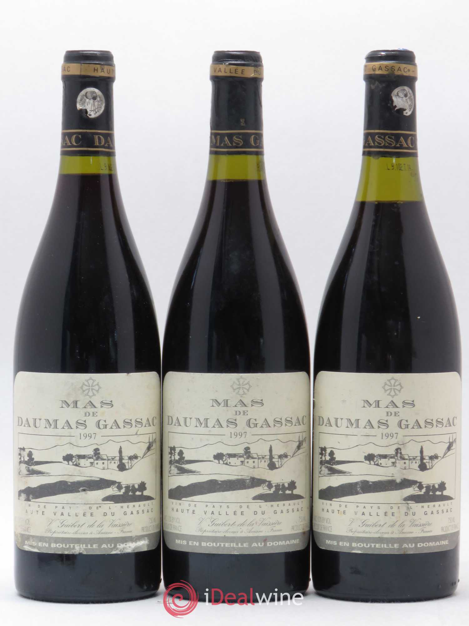 Saint-Guilhem-le-Désert - Cité d'Aniane Mas Daumas Gassac Famille Guibert de La Vaissière 1997 - Lot de 3 bouteilles - 0