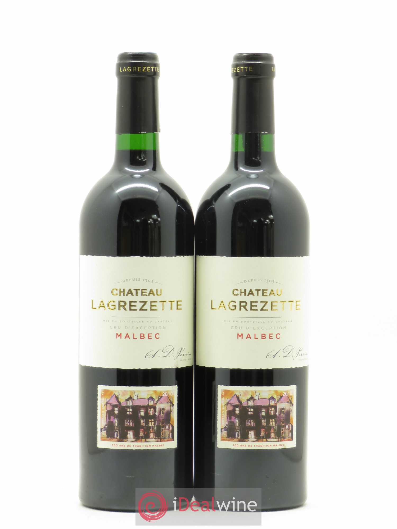 Cahors Château Lagrezette Alain Dominique Perrin 2010 - Lot de 2 bouteilles - 0