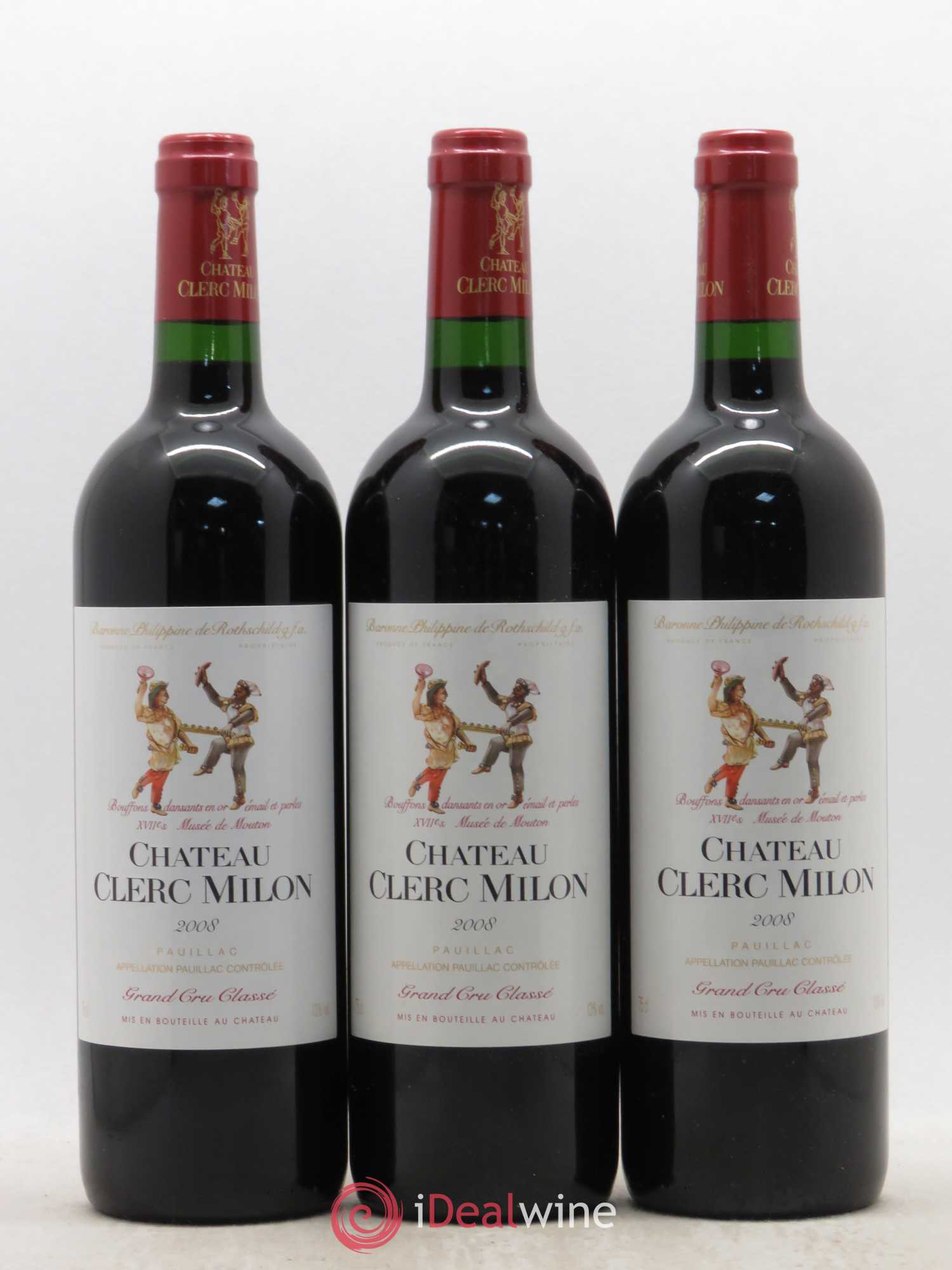 Château Clerc Milon 5ème Grand Cru Classé 2008 - Lot de 3 bouteilles - 0