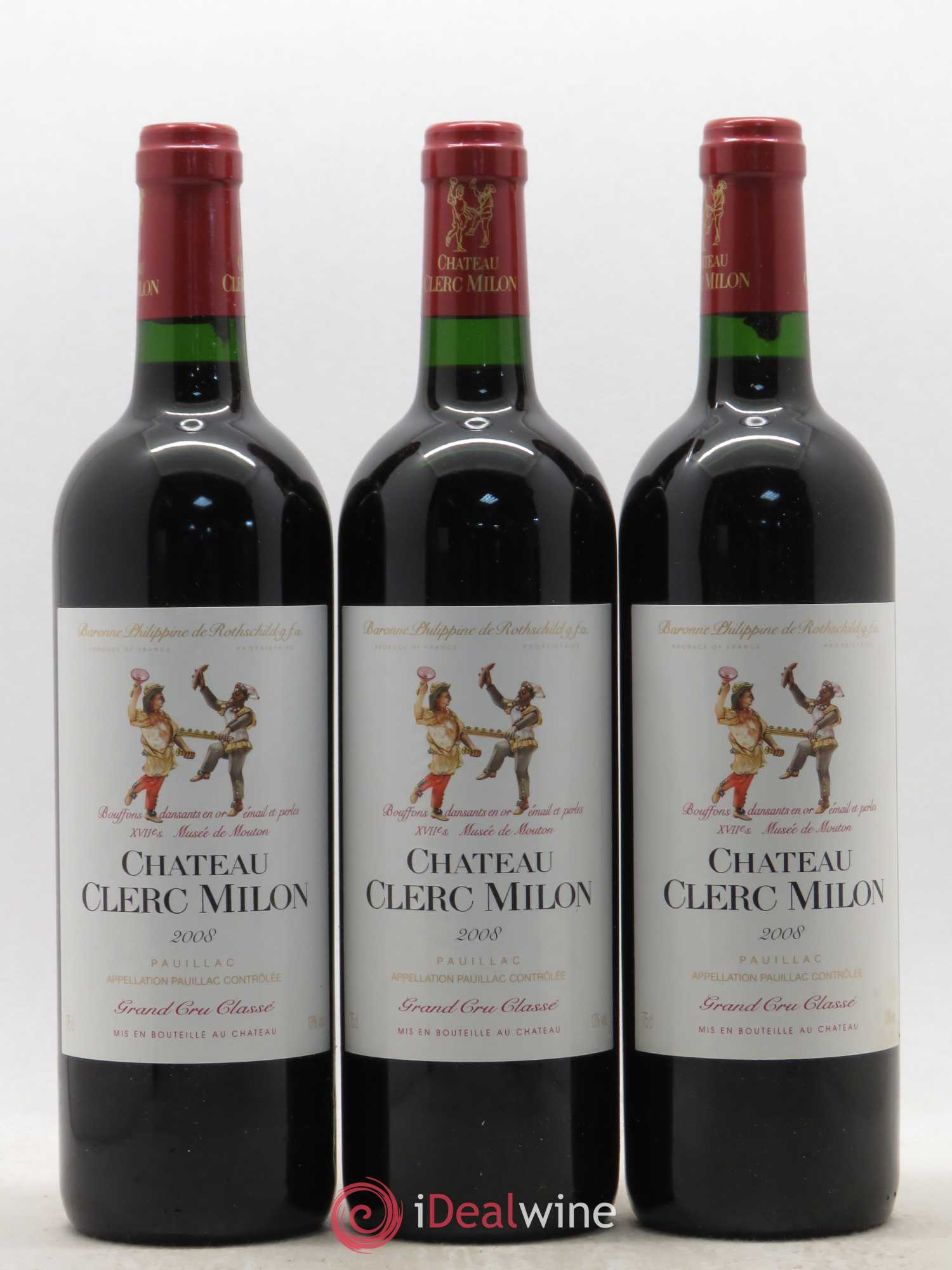 Château Clerc Milon 5ème Grand Cru Classé 2008 - Lot de 3 bouteilles - 0