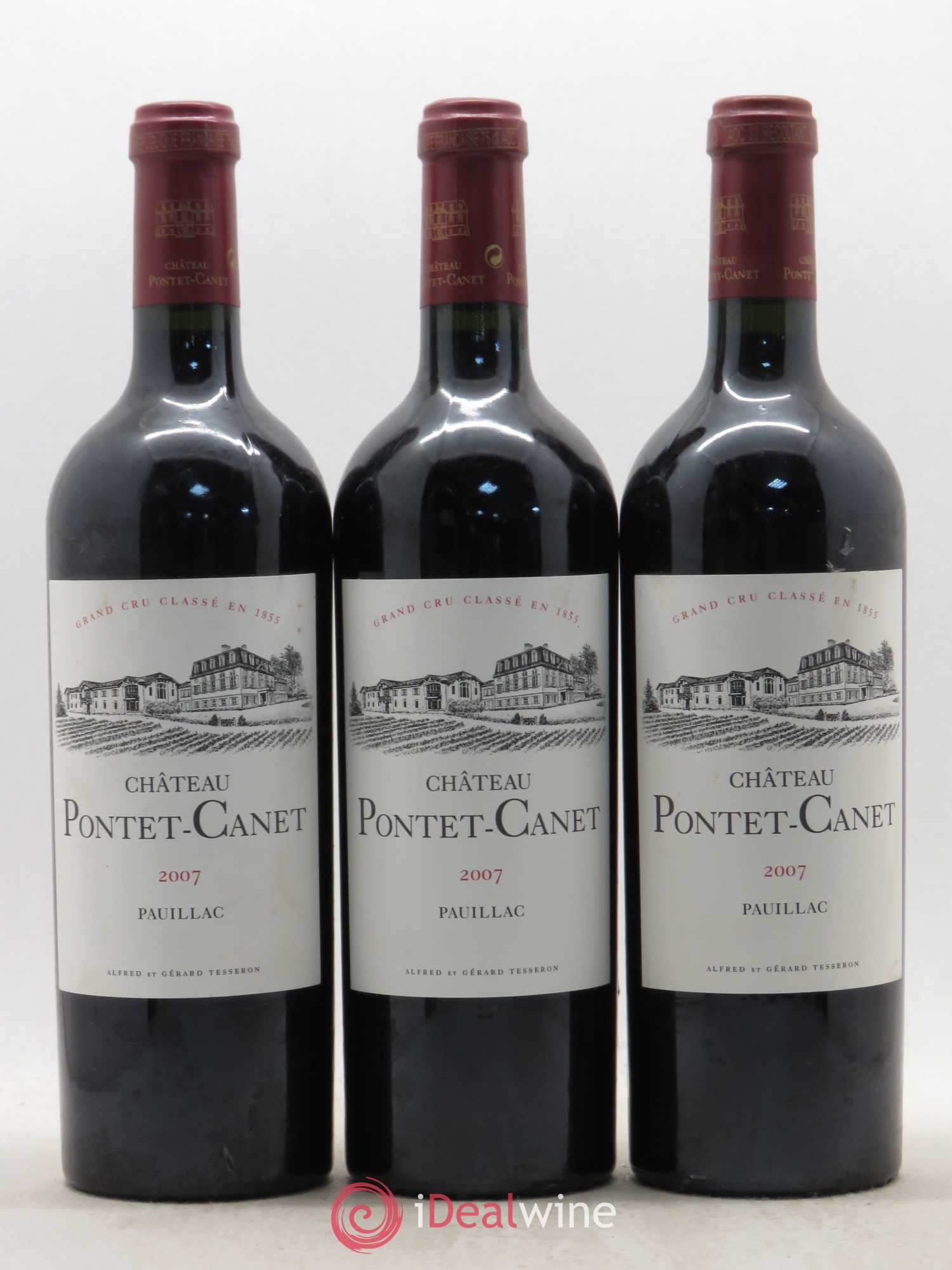 Château Pontet Canet 5ème Grand Cru Classé 2007 - Lot de 3 bouteilles - 0