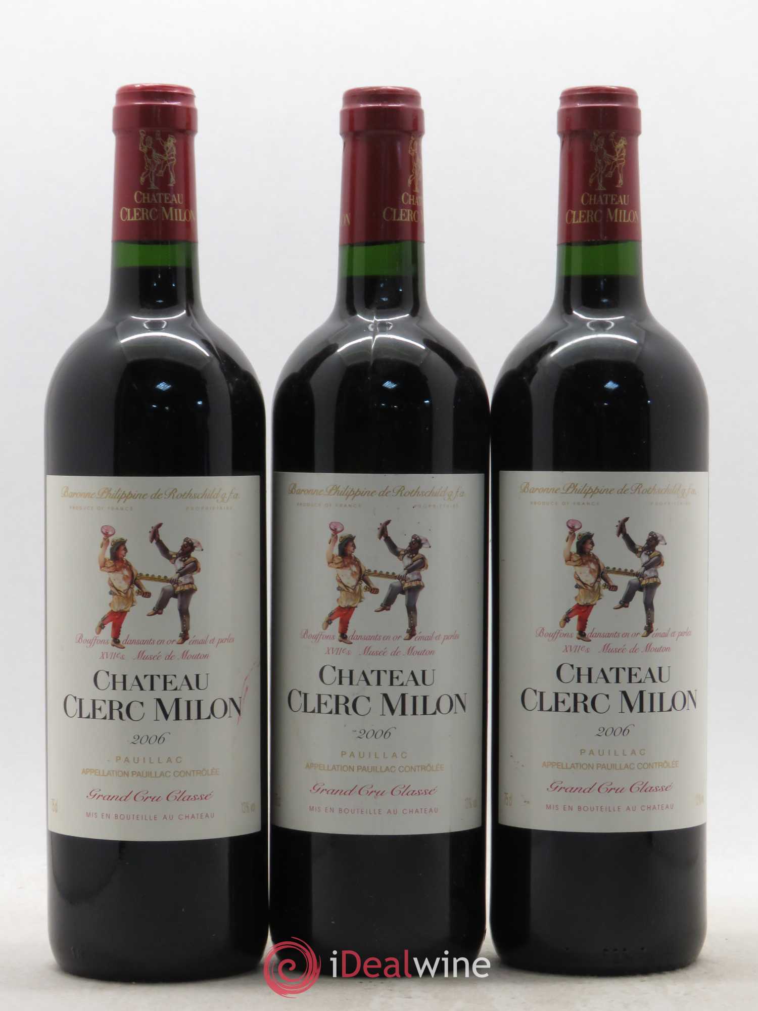 Château Clerc Milon 5ème Grand Cru Classé 2006 - Lot de 3 bouteilles - 0