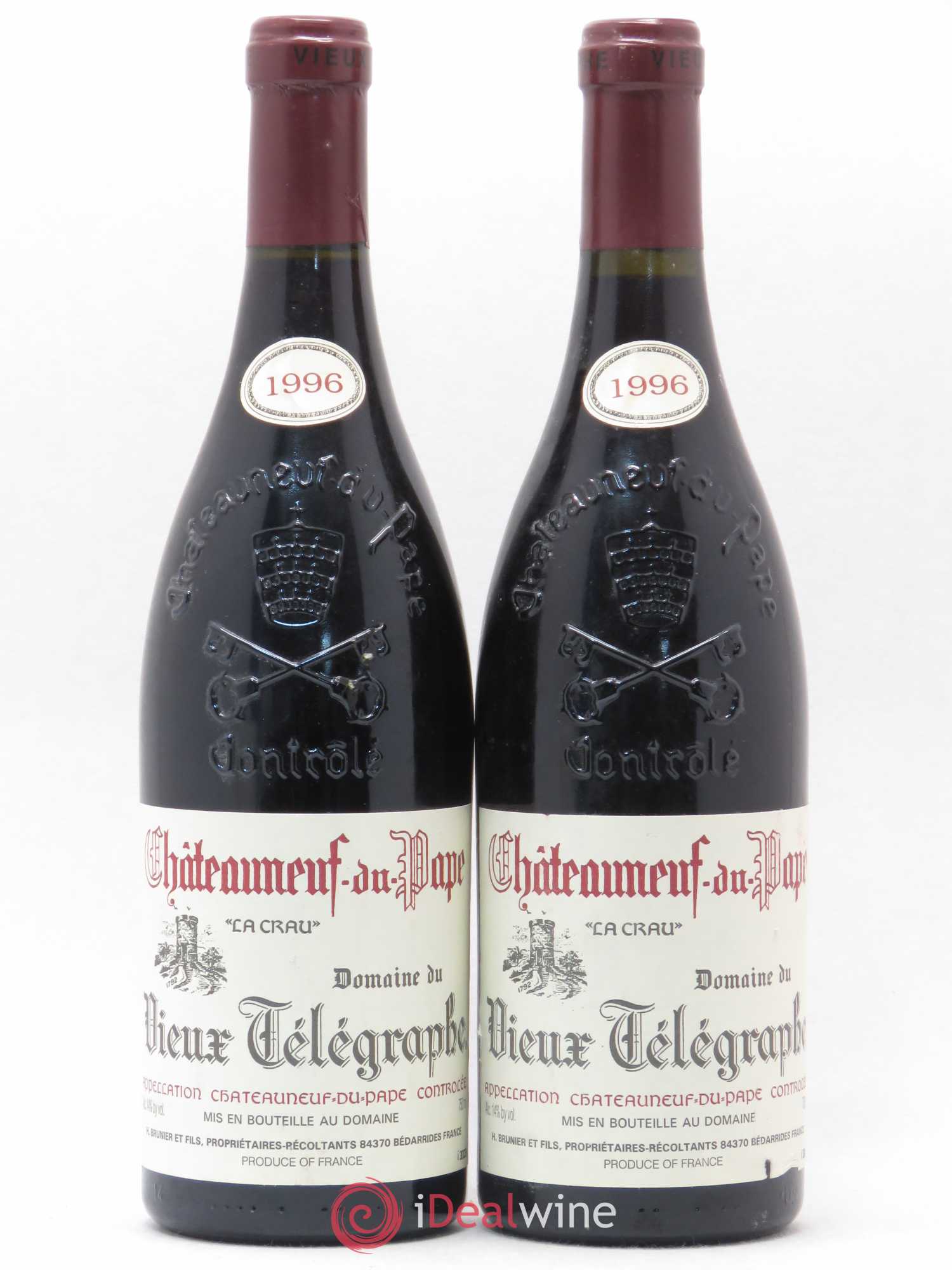 Châteauneuf-du-Pape Vieux Télégraphe (Domaine du) Vignobles Brunier 1996 - Lot de 2 bouteilles - 0