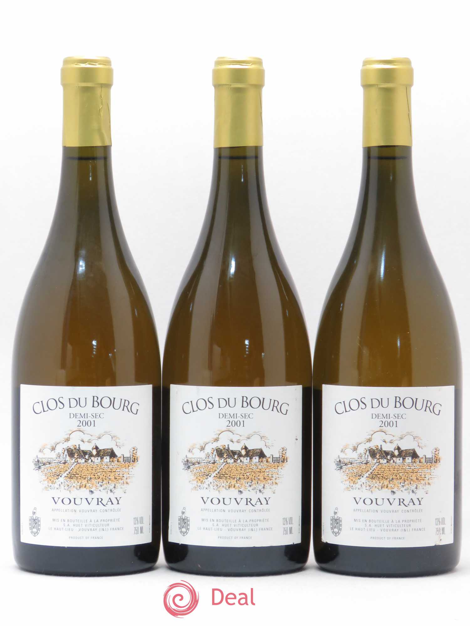 Vouvray Clos du Bourg Moelleux Domaine Huet Demi-Sec 2001 - Lot de 3 bouteilles - 0