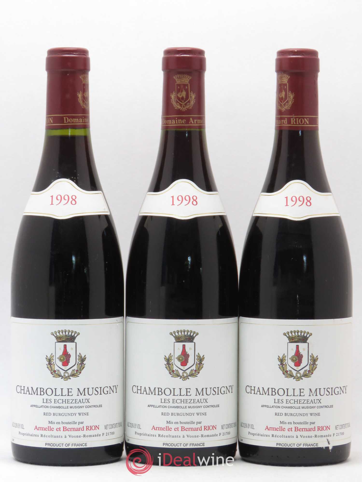 Chambolle-Musigny Les Echezeaux Armelle et Bernard Rion 1998 - Posten von 3 Flaschen - 0