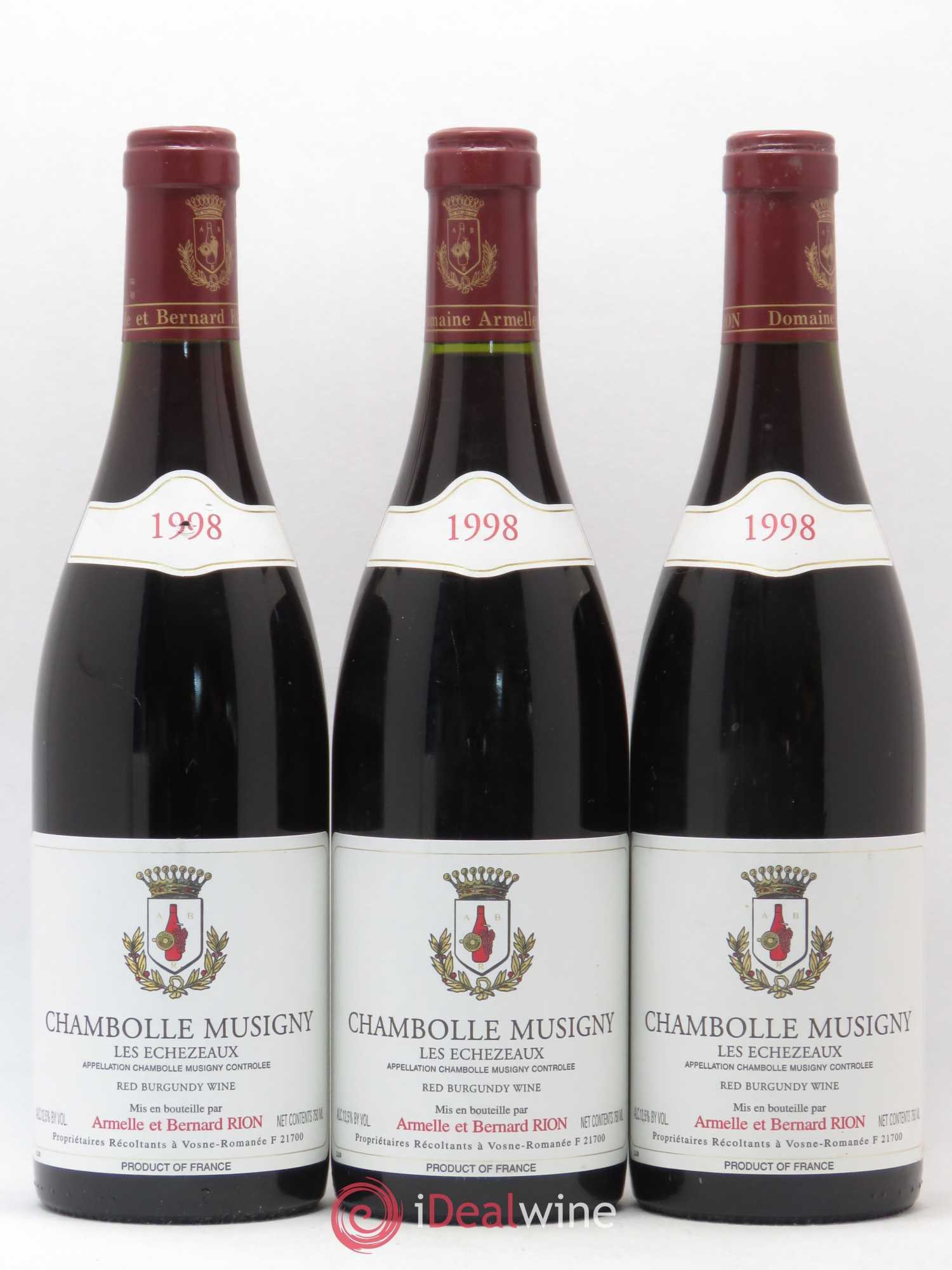Chambolle-Musigny Les Echezeaux Armelle et Bernard Rion 1998 - Posten von 3 Flaschen - 0