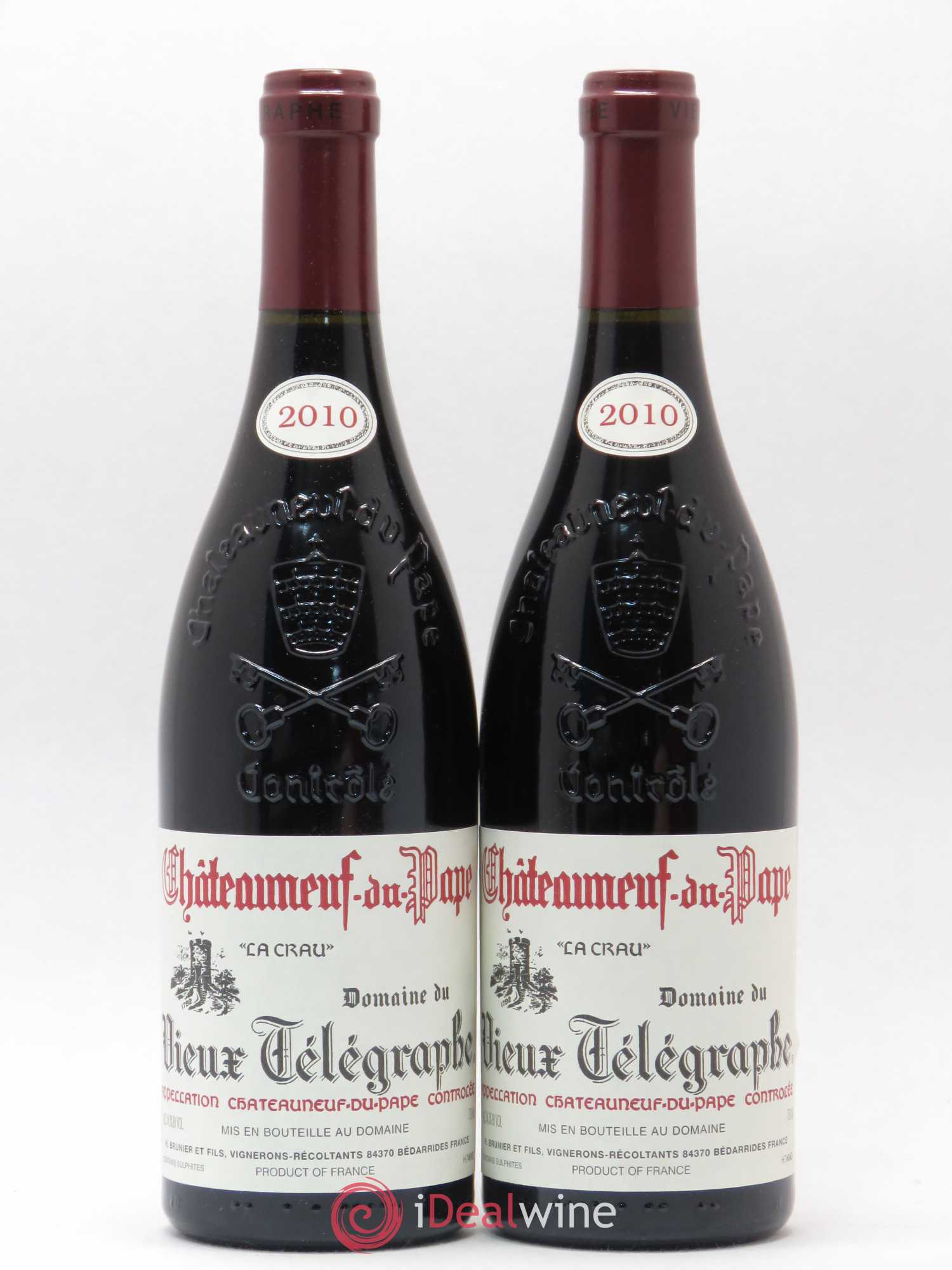 Châteauneuf-du-Pape Vieux Télégraphe (Domaine du) Vignobles Brunier 2010 - Lot de 2 bouteilles - 0