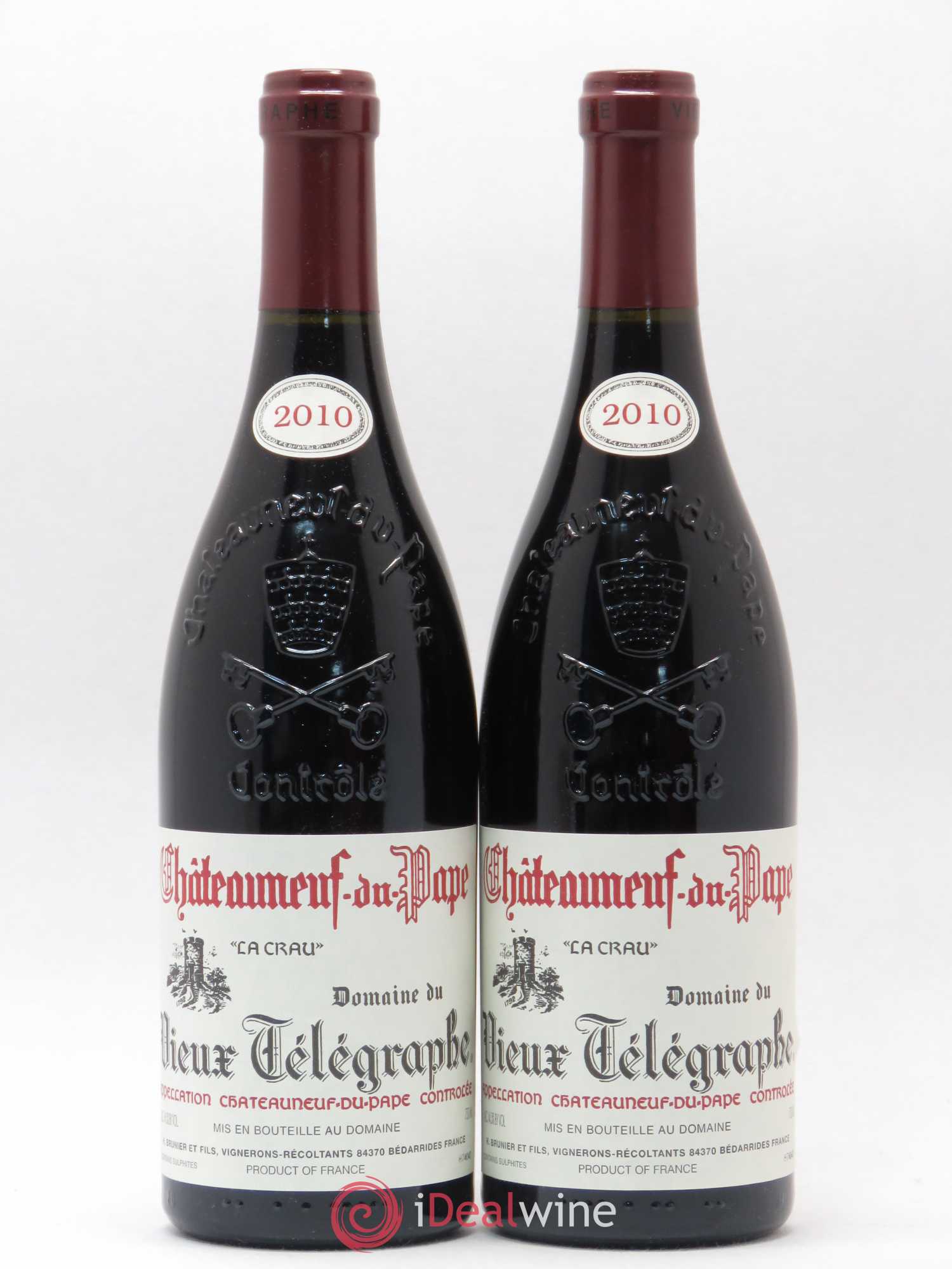 Châteauneuf-du-Pape Vieux Télégraphe (Domaine du) Vignobles Brunier 2010 - Lot de 2 bouteilles - 0