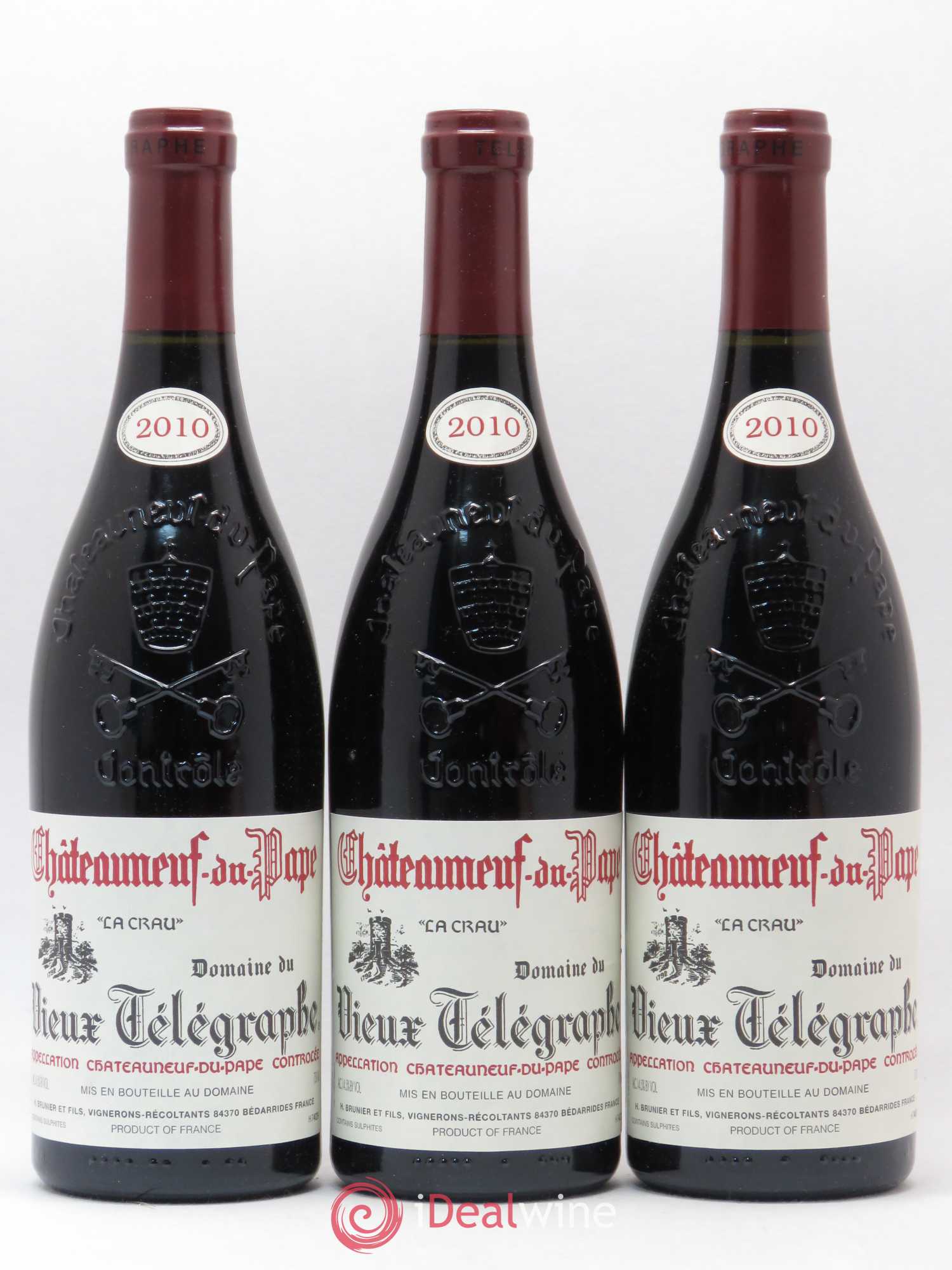 Châteauneuf-du-Pape Vieux Télégraphe (Domaine du) Vignobles Brunier 2010 - Lot de 3 bouteilles - 0