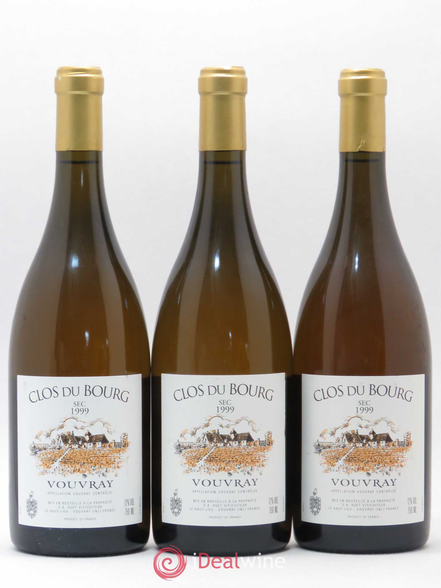 Vouvray Clos du Bourg Sec Domaine Huet 1999 - Lot de 3 bouteilles - 0