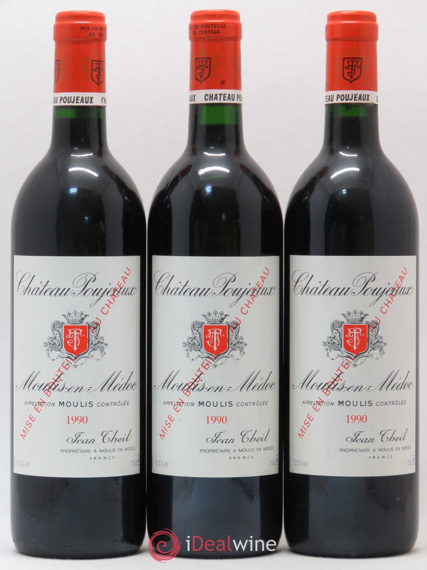 Château Poujeaux 1990 - Lot de 3 bouteilles - 0