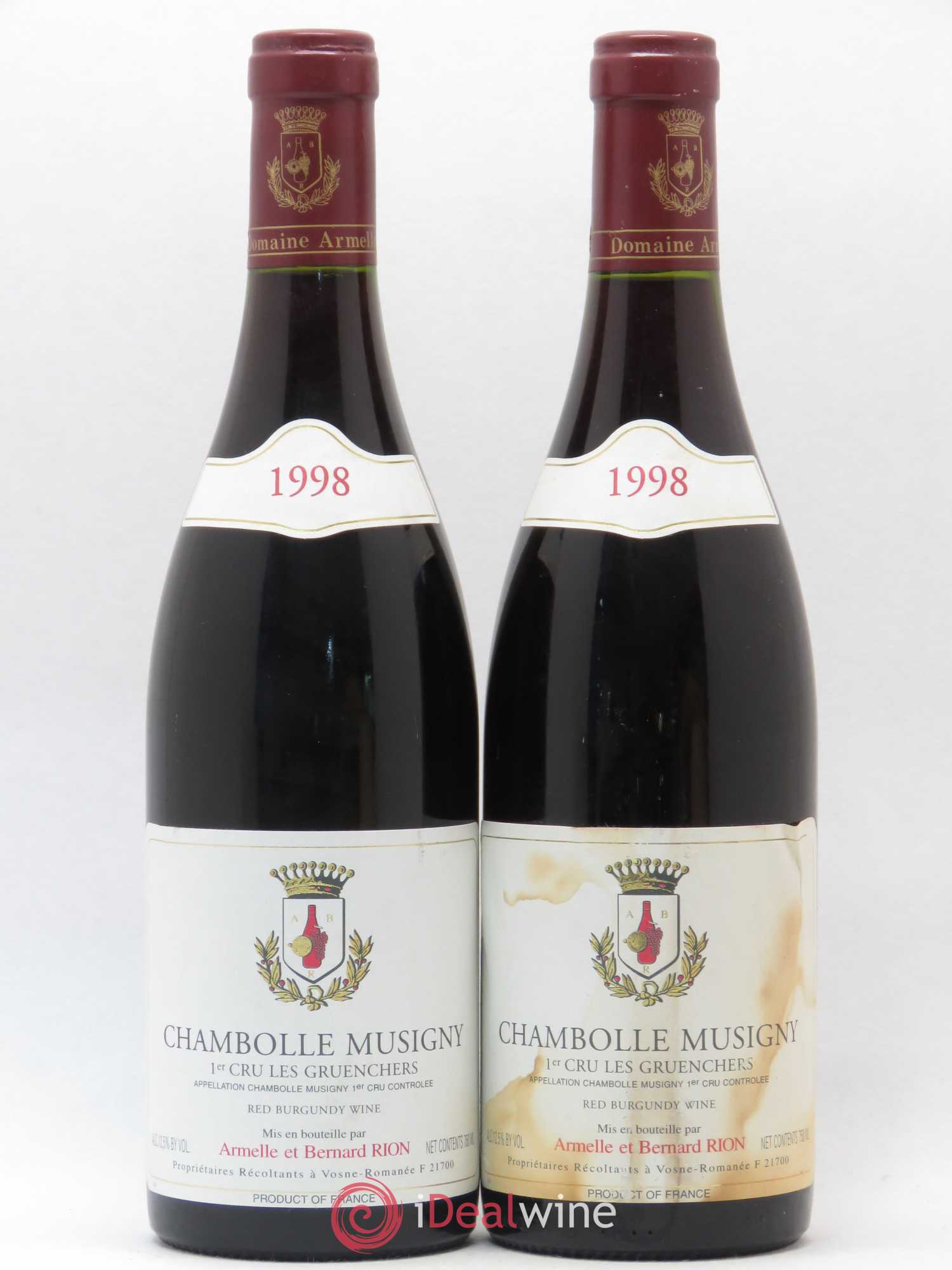 Chambolle-Musigny 1er Cru Les Gruenchers Armelle et Bernard Rion 1998 - Posten von 2 Flaschen - 0