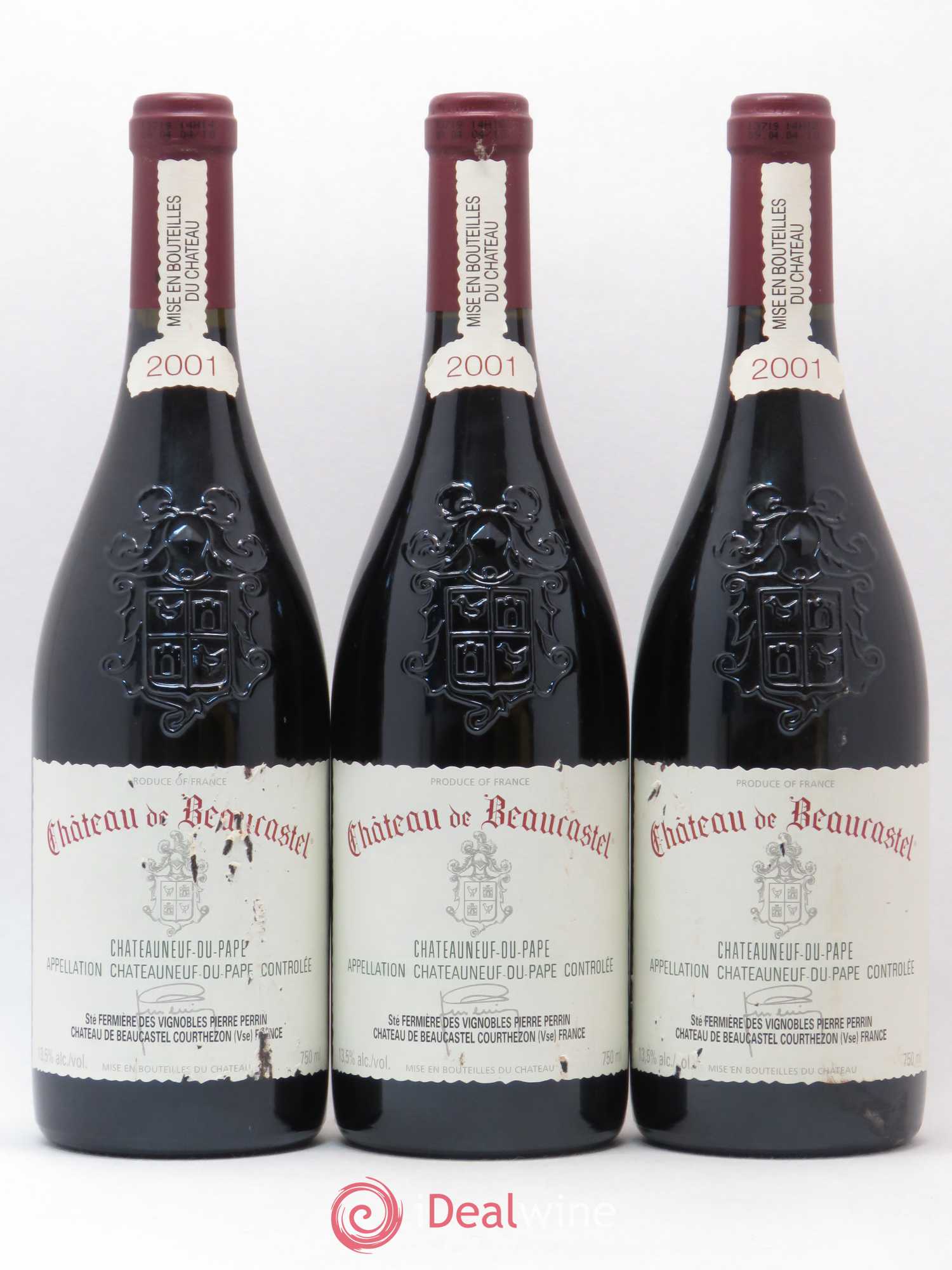 Châteauneuf-du-Pape Château de Beaucastel Famille Perrin 2001 - Lot de 3 bouteilles - 0