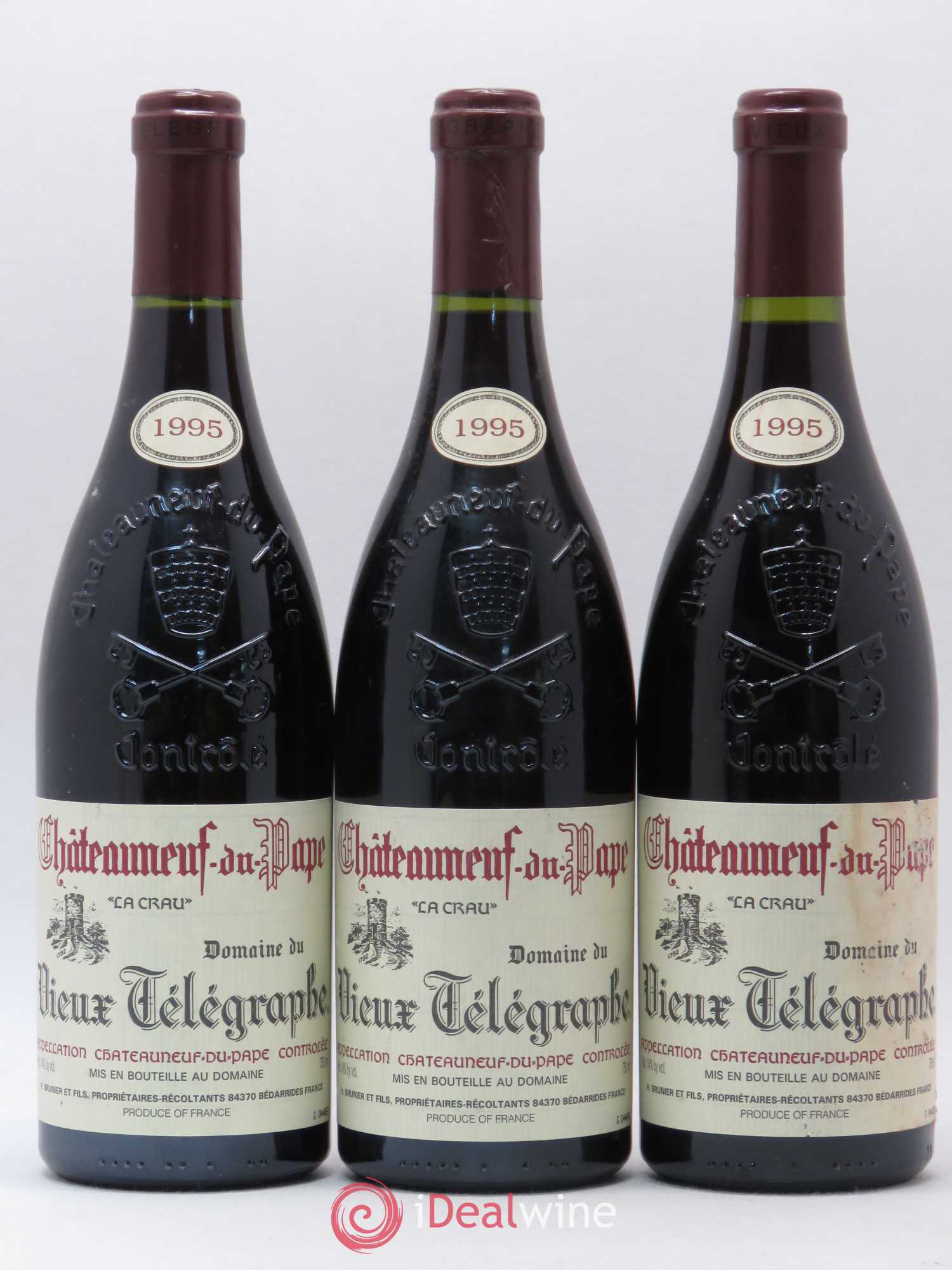 Châteauneuf-du-Pape Vieux Télégraphe (Domaine du) Vignobles Brunier 1995 - Lot de 3 bouteilles - 0