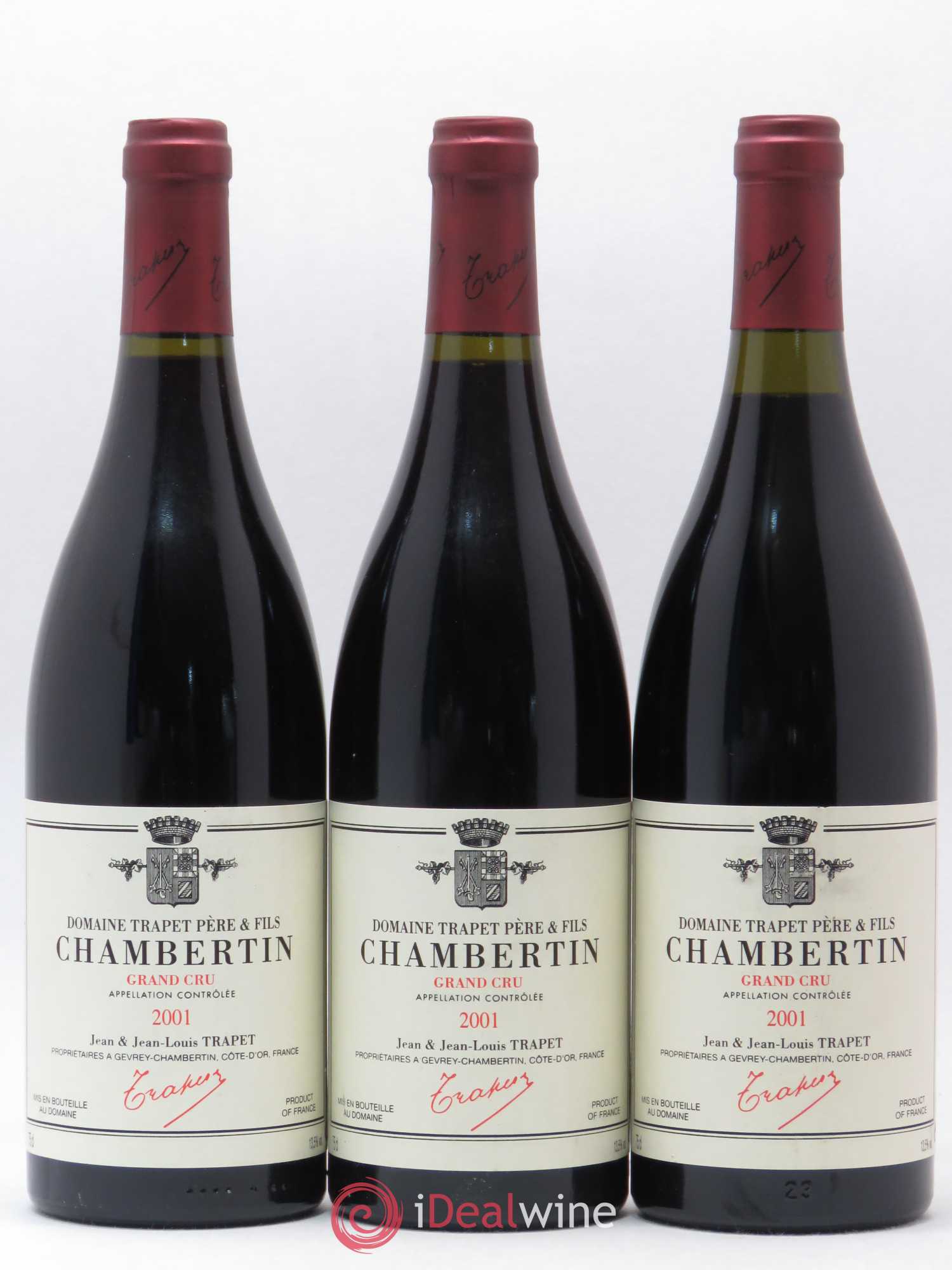 Chambertin Grand Cru Domaine Trapet 2001 - Lot de 3 bouteilles - 0