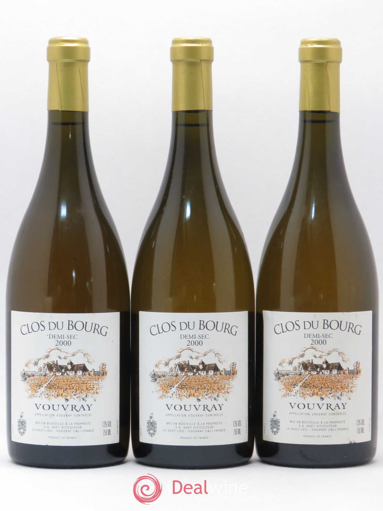 Vouvray Clos du Bourg Demi-Sec Domaine Huet 2000 - Lot de 3 bouteilles - 0