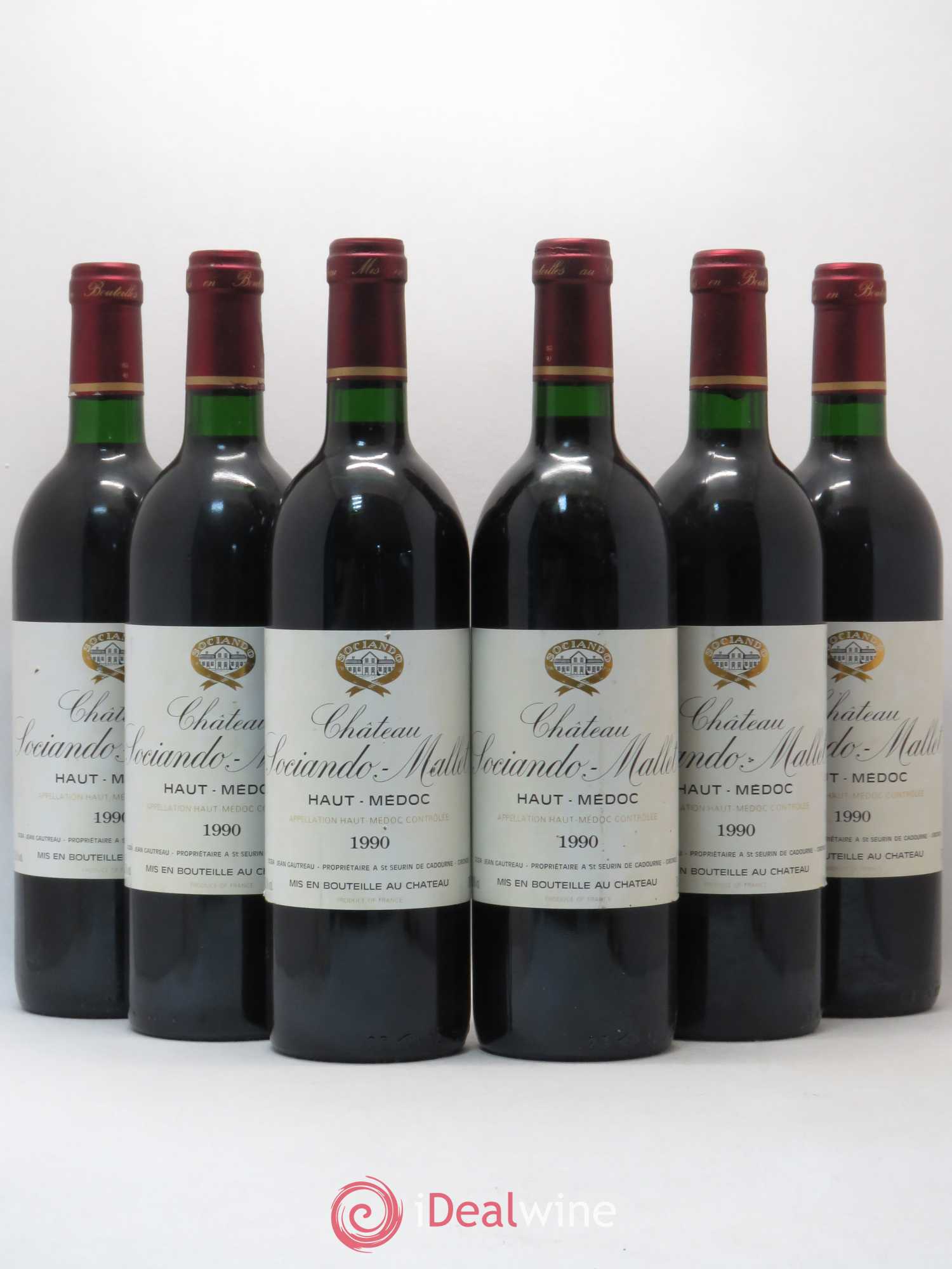 Château Sociando Mallet 1990 - Lot de 6 bouteilles - 0