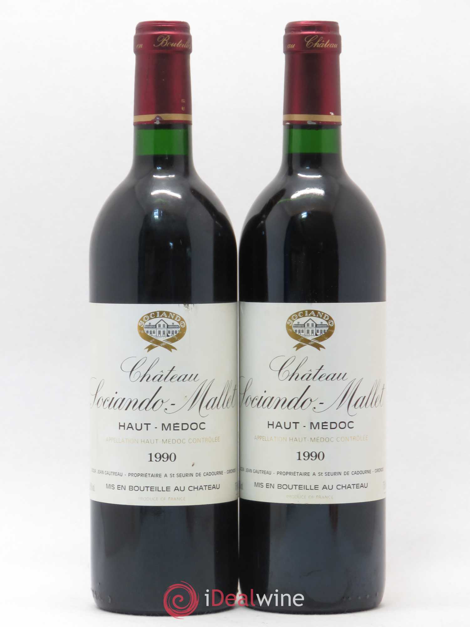 Château Sociando Mallet 1990 - Lot de 2 bouteilles - 0