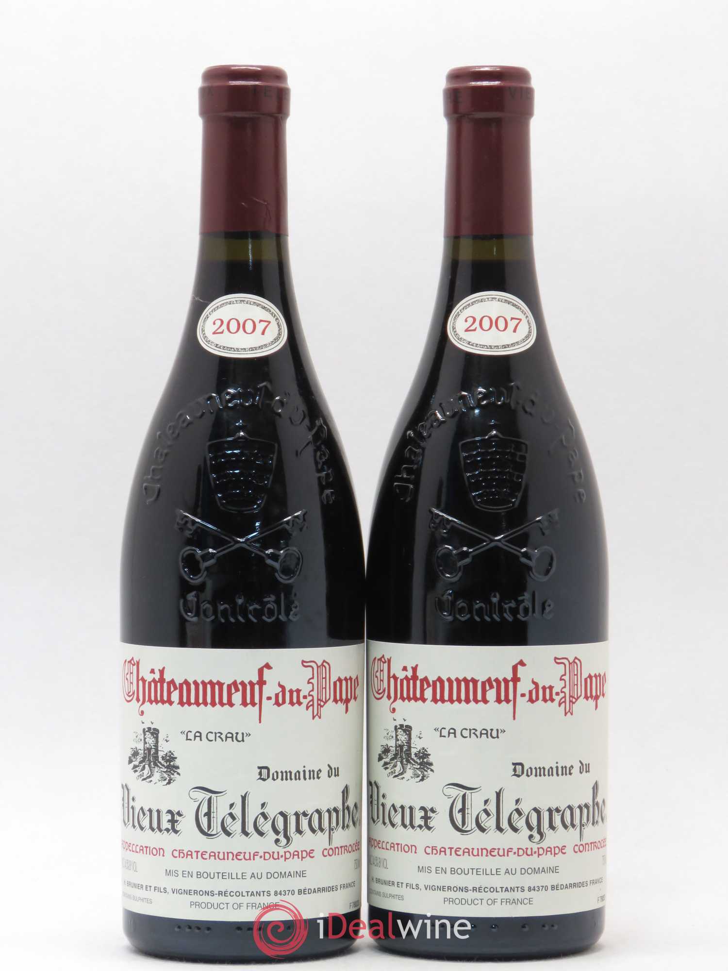 Châteauneuf-du-Pape Vieux Télégraphe (Domaine du) Vignobles Brunier 2007 - Lot de 2 bouteilles - 0