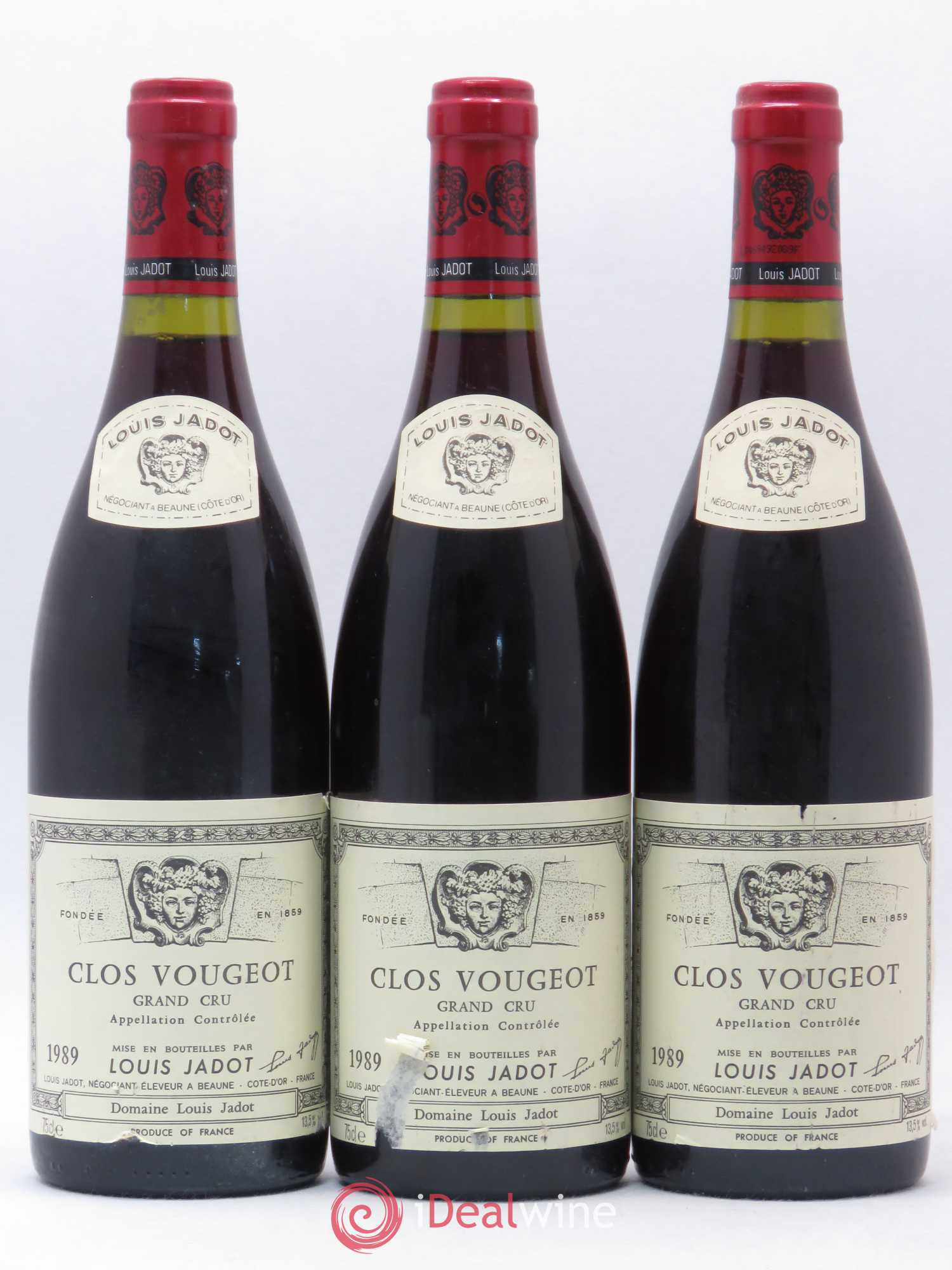 Clos de Vougeot Grand Cru Louis Jadot (Domaine) 1989 - Lot de 3 bouteilles - 0