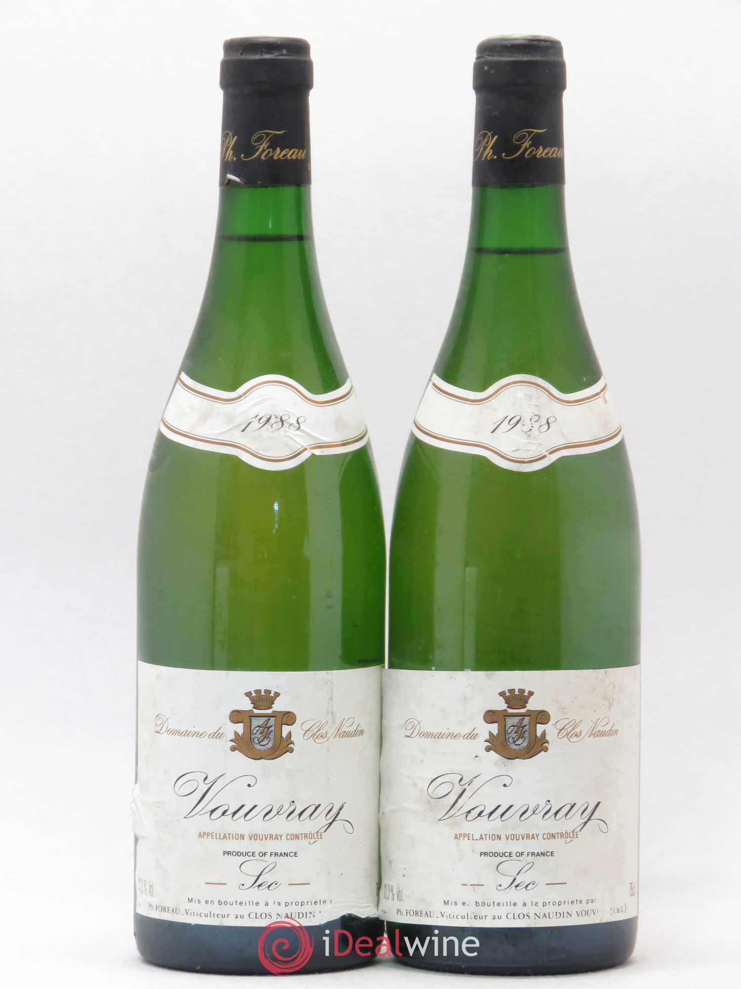 Vouvray Sec Clos Naudin - Philippe Foreau 1988 - Lot de 2 bouteilles - 0