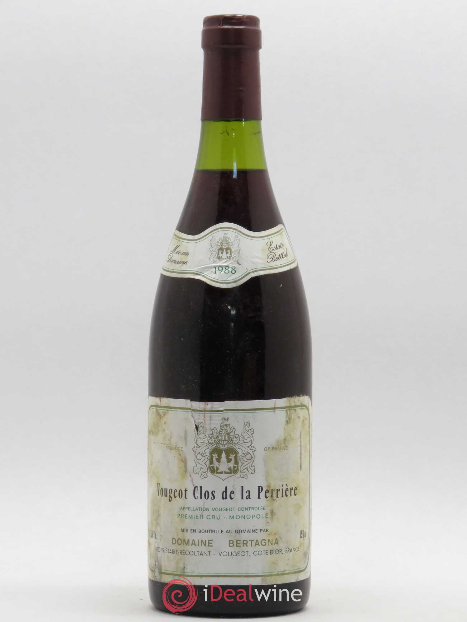 Vougeot 1er Cru Clos de La Perrière Monopole Bertagna 1988 - Lot de 1 bouteille - 0