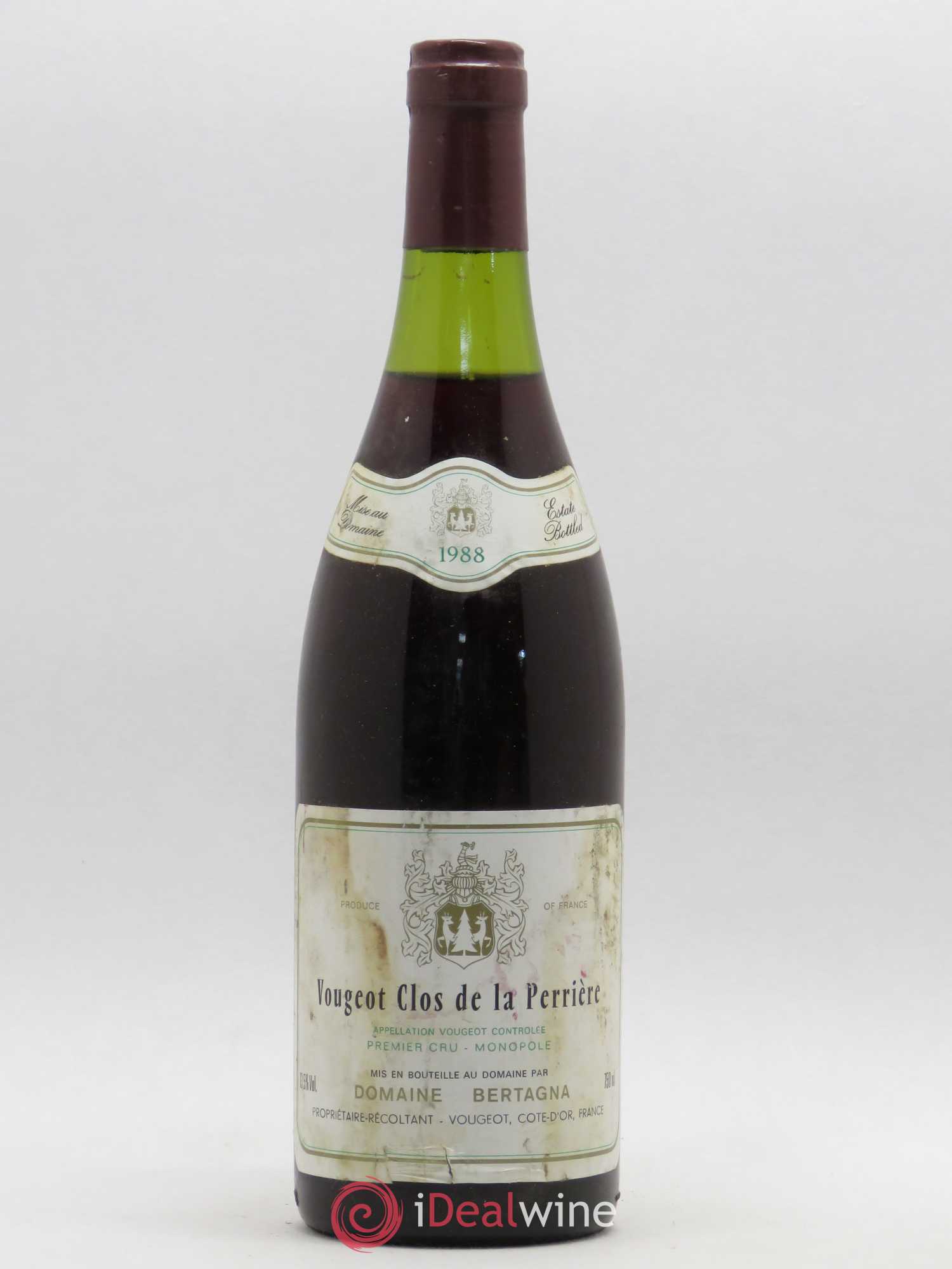 Vougeot 1er Cru Clos de La Perrière Monopole Bertagna 1988 - Lot de 1 bouteille - 0