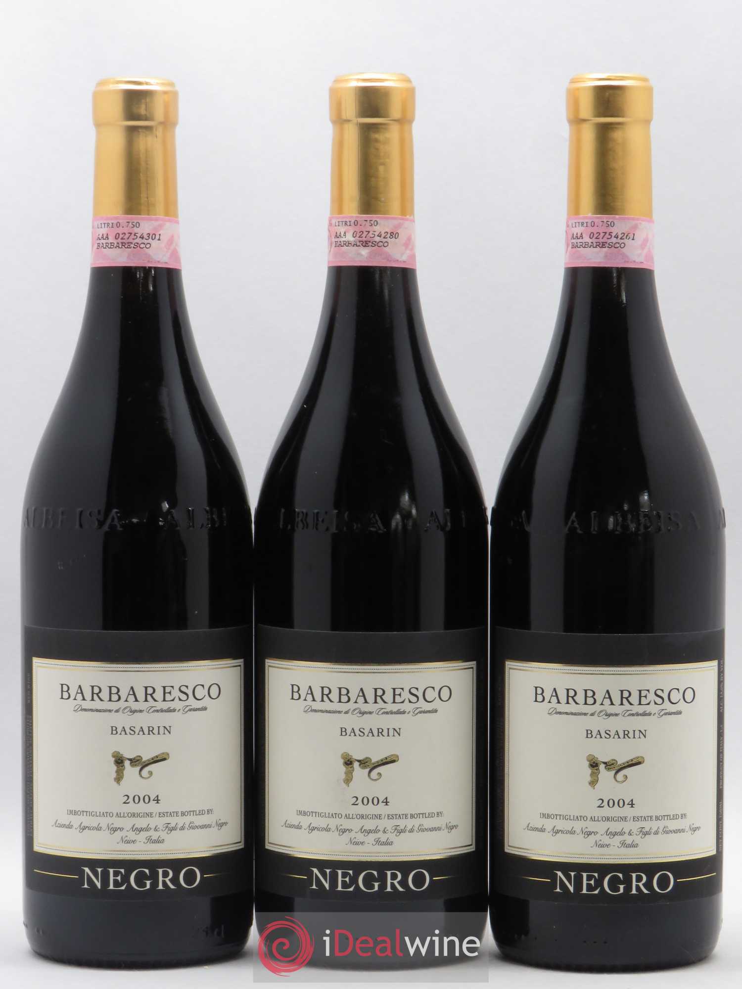 Barbaresco DOCG Basarin Angelo Negro 2004 - Lot de 3 bouteilles - 0