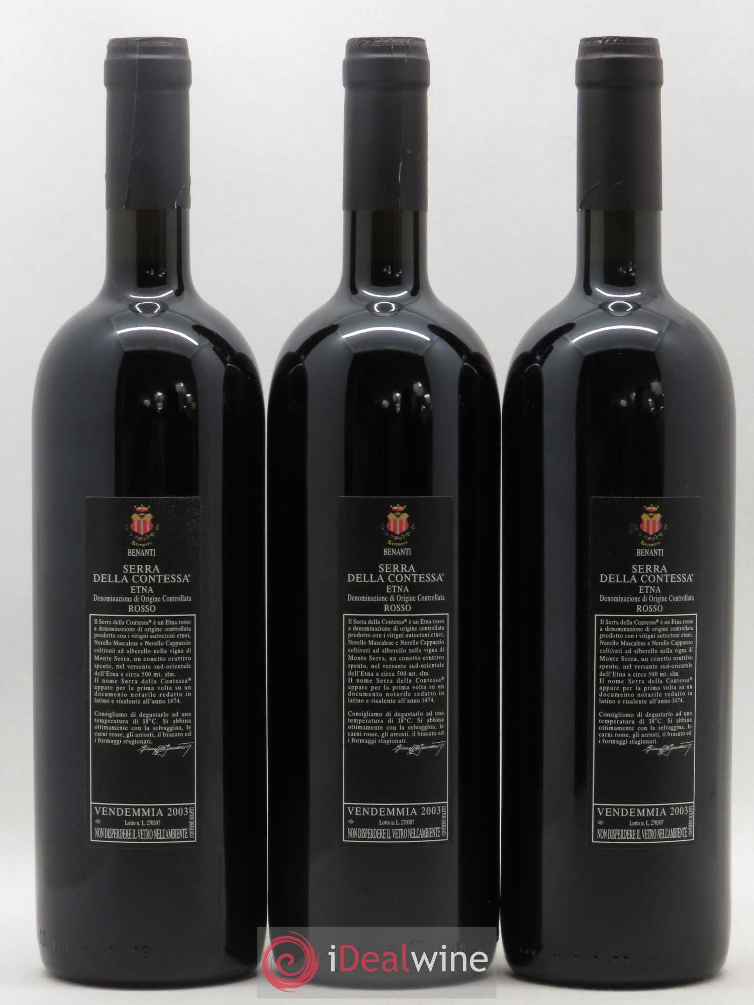 IGT Sicile Serra della Contessa Benanti Etna Rosso 2003 - Posten von 3 Flaschen - 1