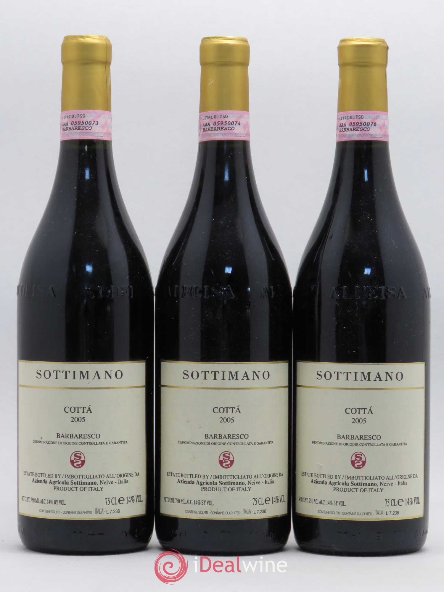 Barbaresco DOCG Cottà Sottimano 2005 - Lot de 3 bouteilles - 0