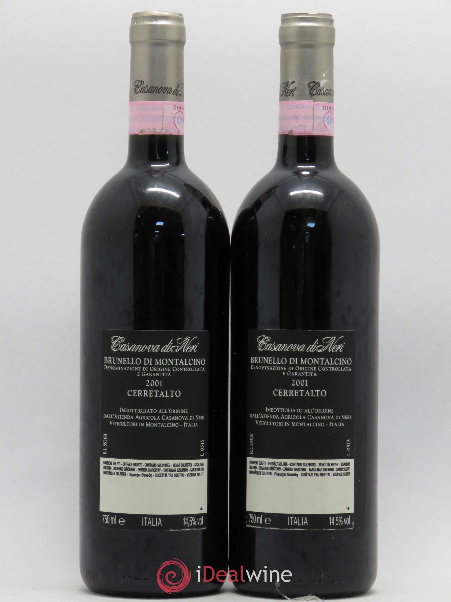 Brunello di Montalcino Cerretalto Casanova di Neri 2001 - Lot de 2 bouteilles - 1