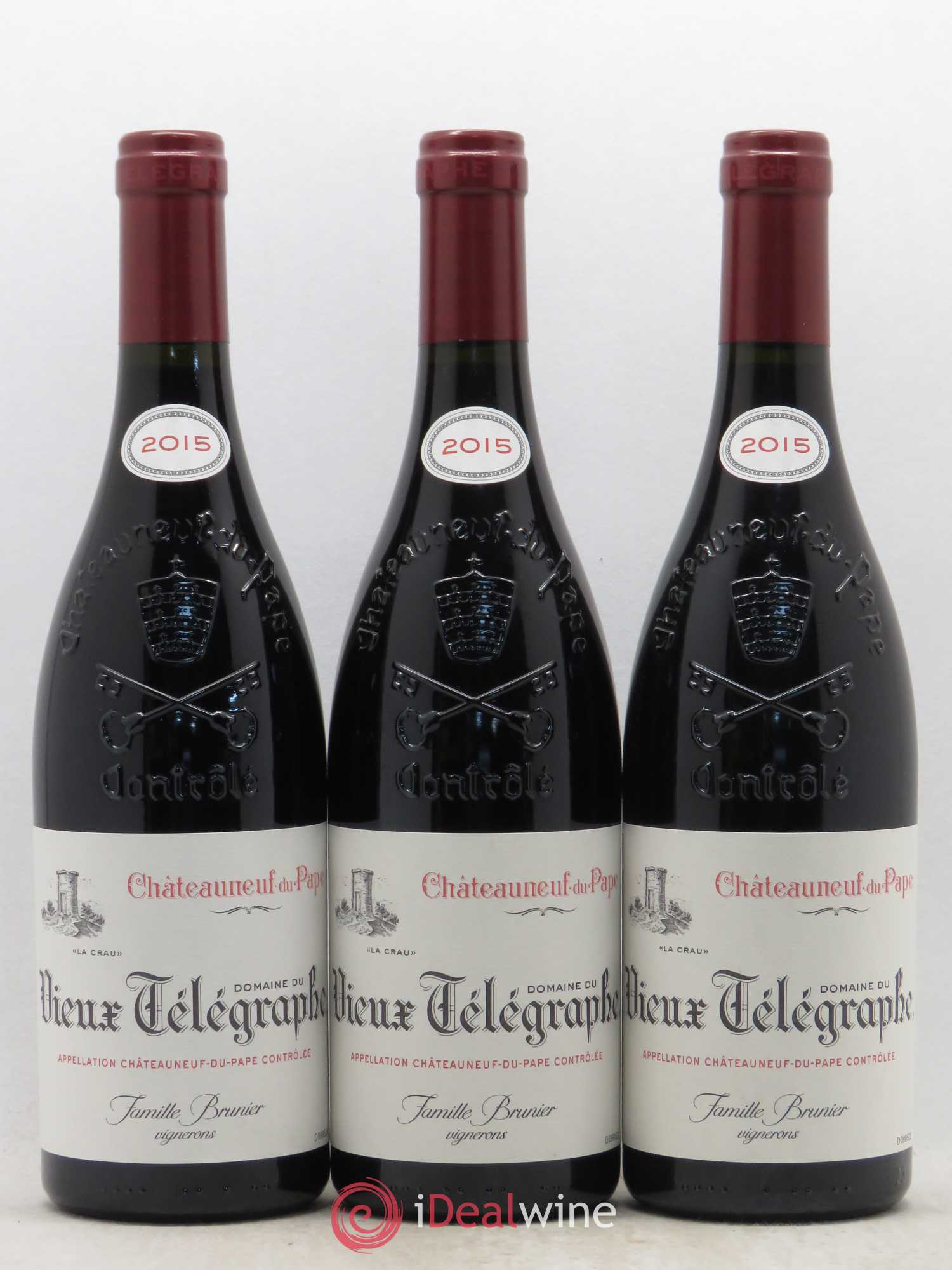 Châteauneuf-du-Pape Vieux Télégraphe (Domaine du) Vignobles Brunier 2015 - Lot de 3 bouteilles - 0