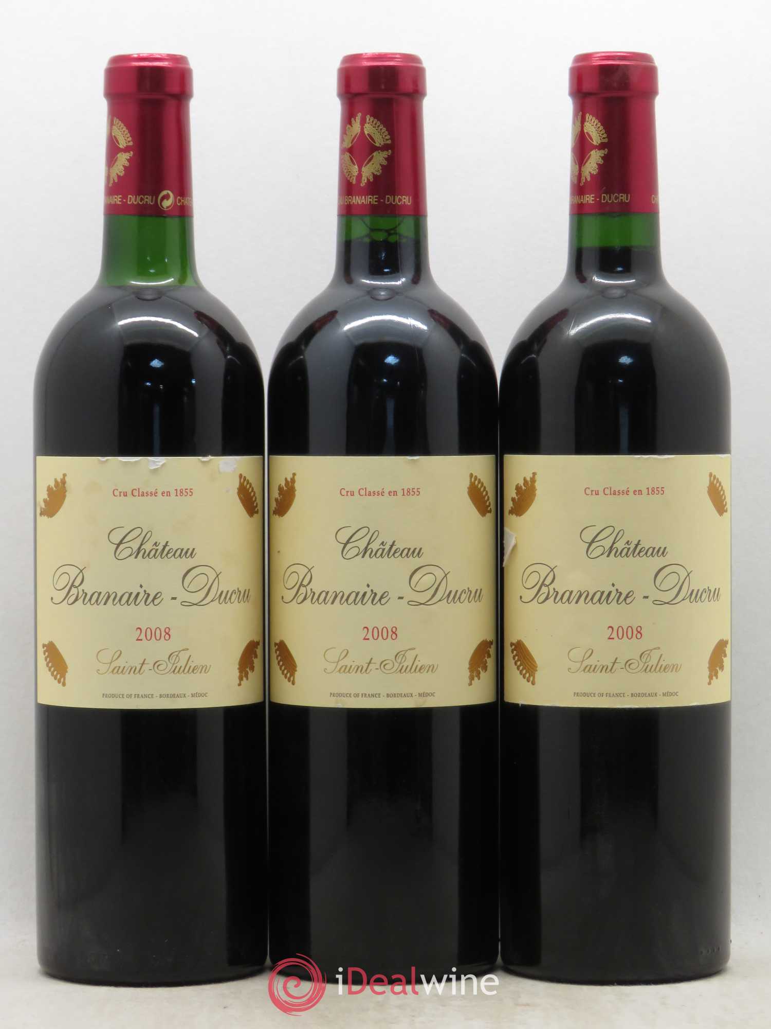 Château Branaire Ducru 4ème Grand Cru Classé 2008 - Lot de 3 bouteilles - 0