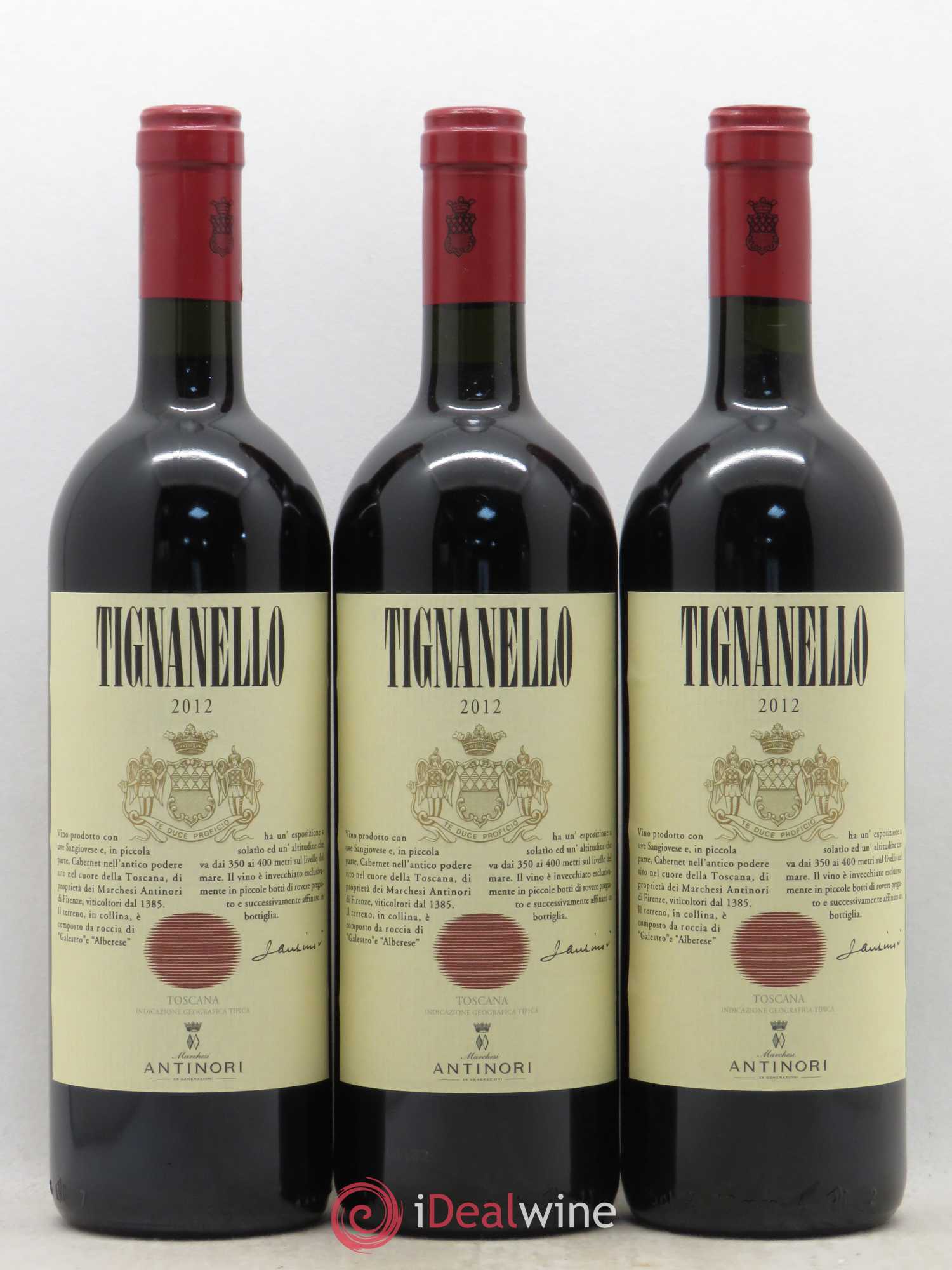 Toscana IGT Tignanello Tenuta Tignanello - Marchesi Antinori 2012 - Lot de 3 bouteilles - 0